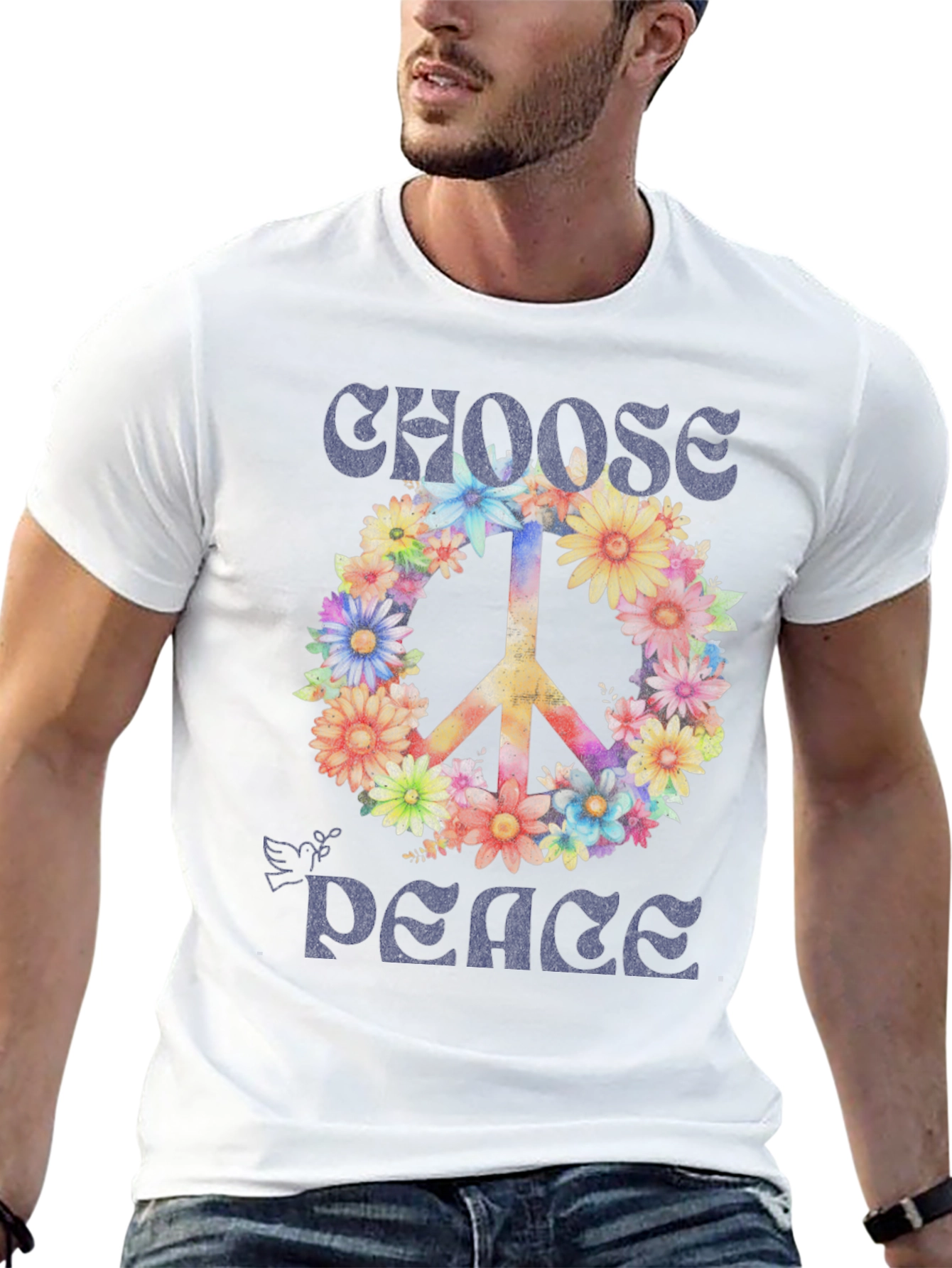 Choose Peace Floral Graphic T-Shirt