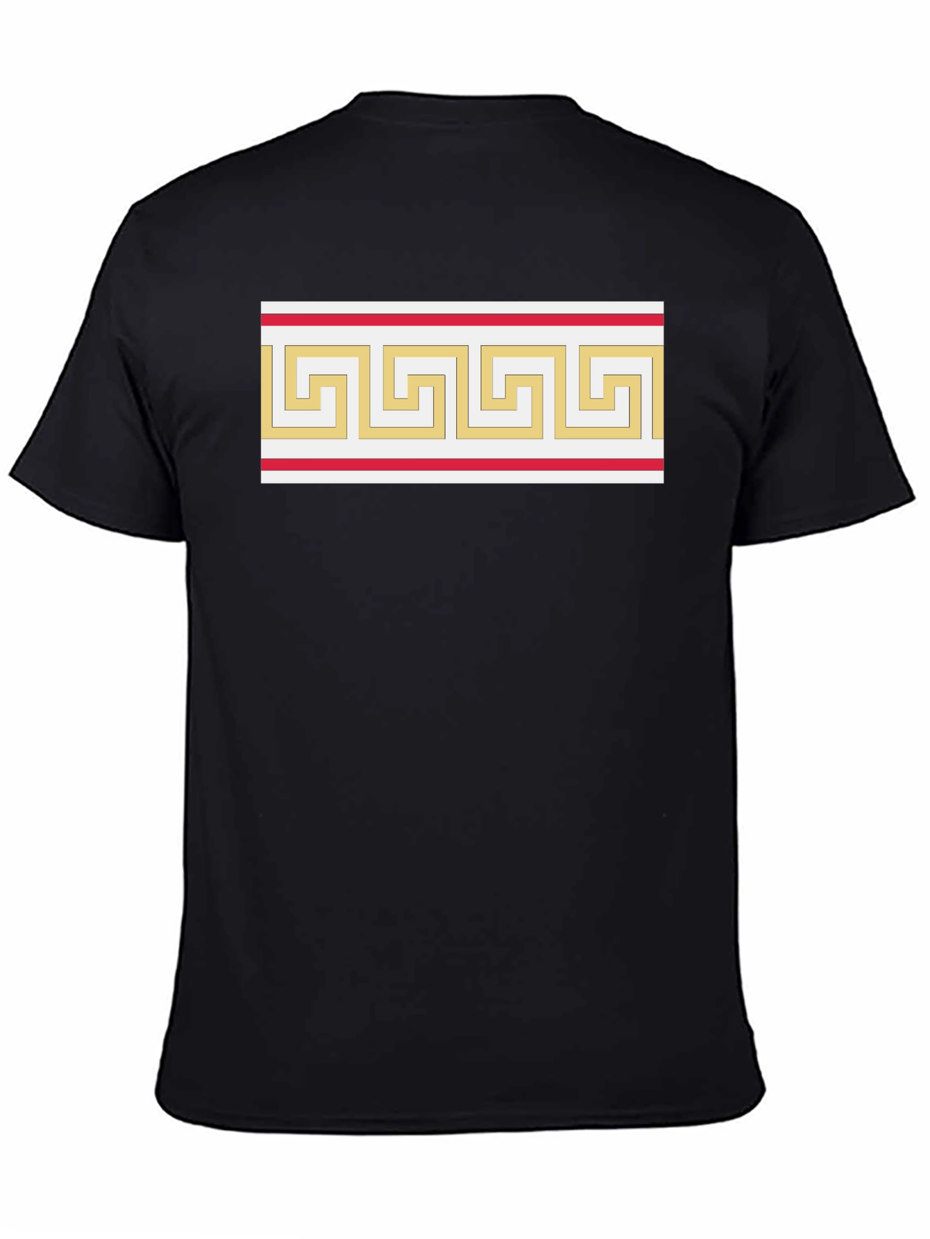 Greek Key Pattern Graphic Tee - Black