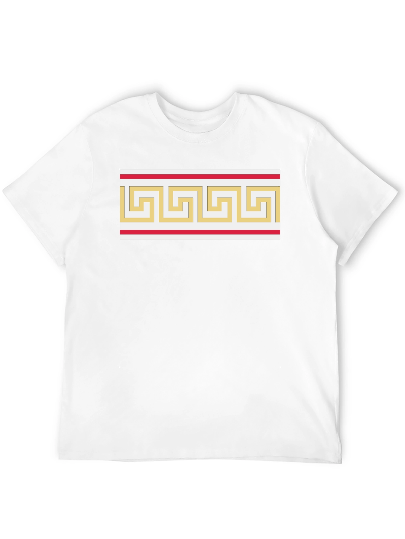 Greek Key Pattern Graphic Tee - Black