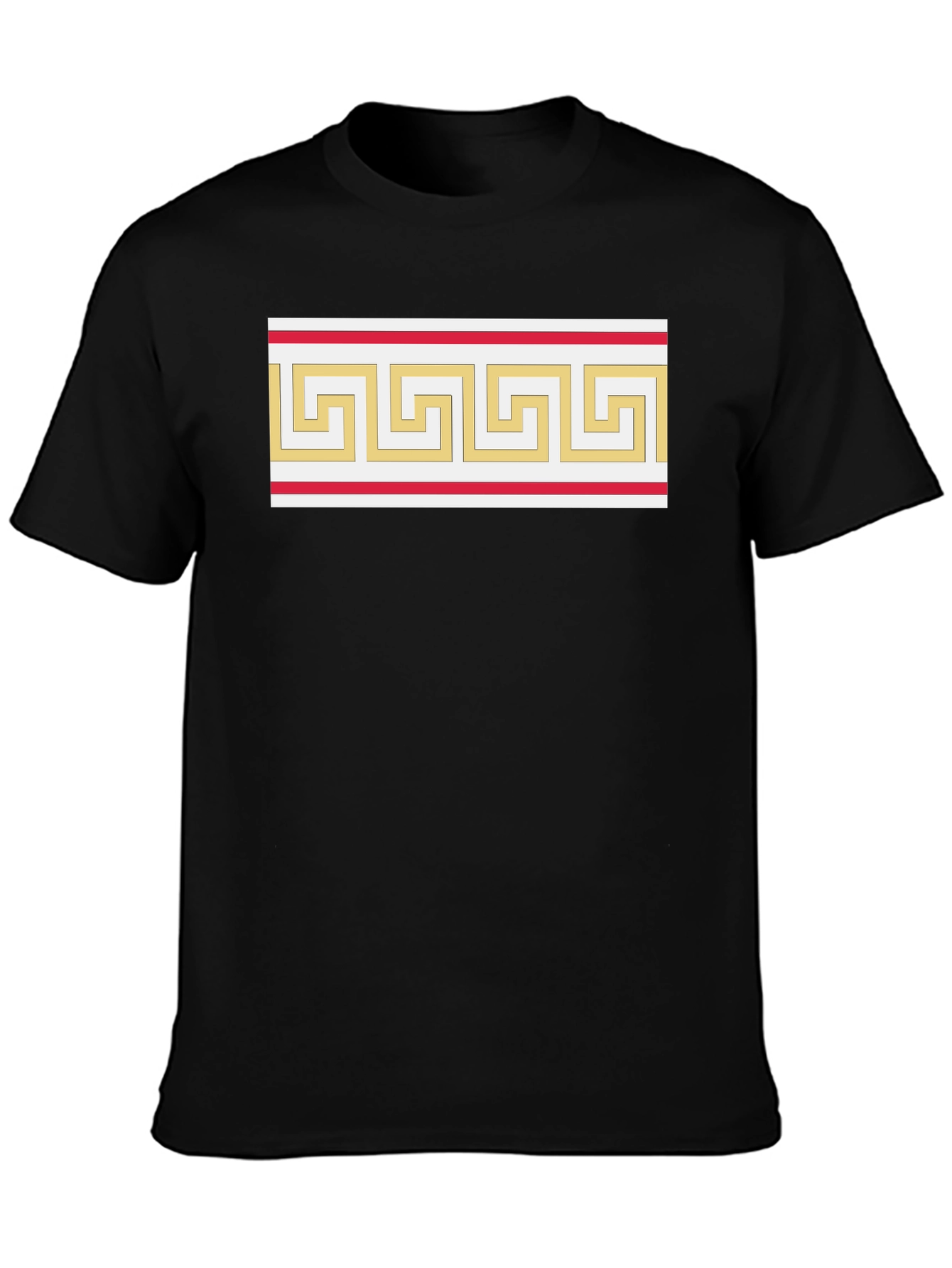 Greek Key Pattern Graphic Tee - Black