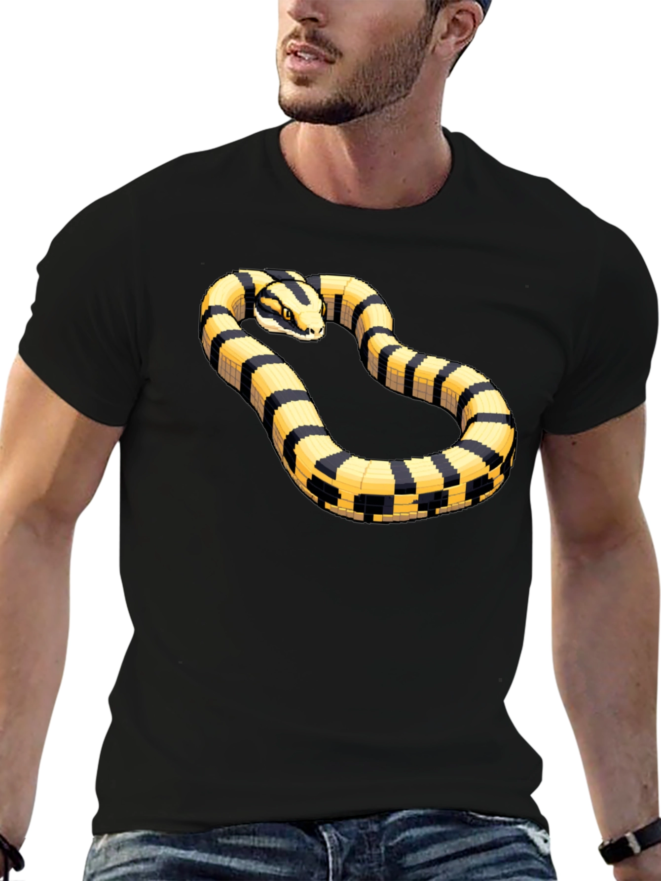 Striking Snake Tee - Pixel Art Style
