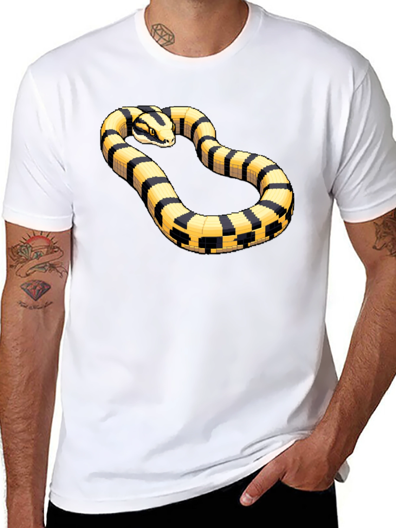 Striking Snake Tee - Pixel Art Style