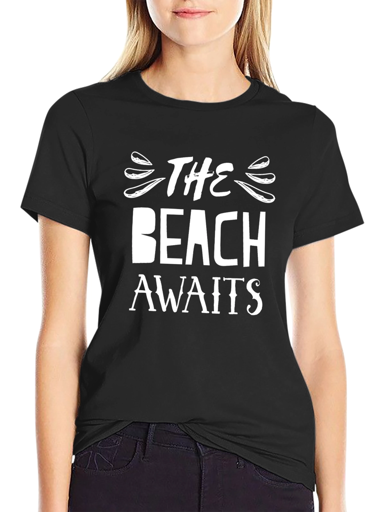 The Beach Awaits Graphic T-Shirt - Black