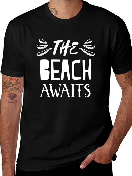The Beach Awaits Graphic T-Shirt - Black
