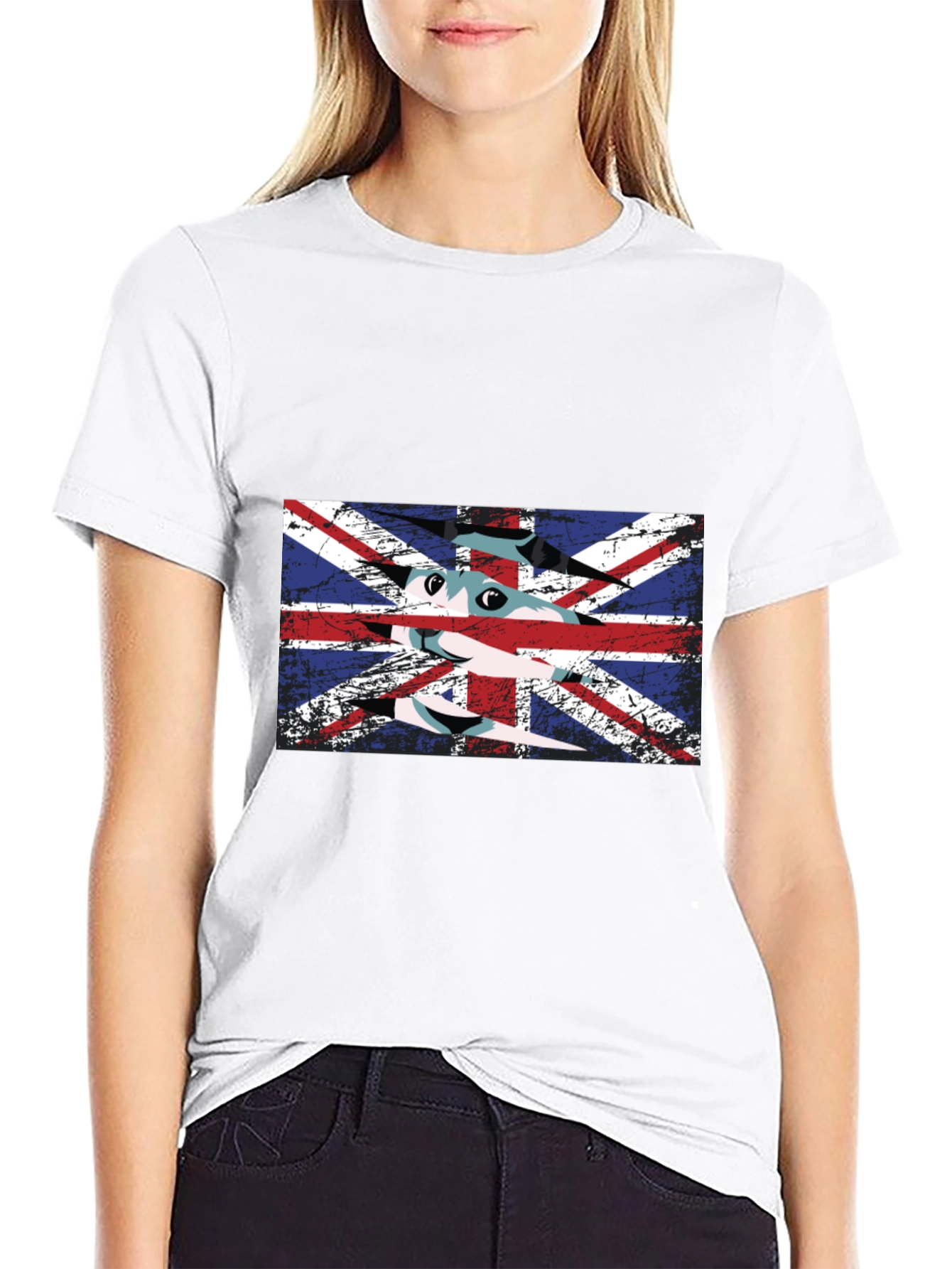 British Flag Cat Graphic T-Shirt