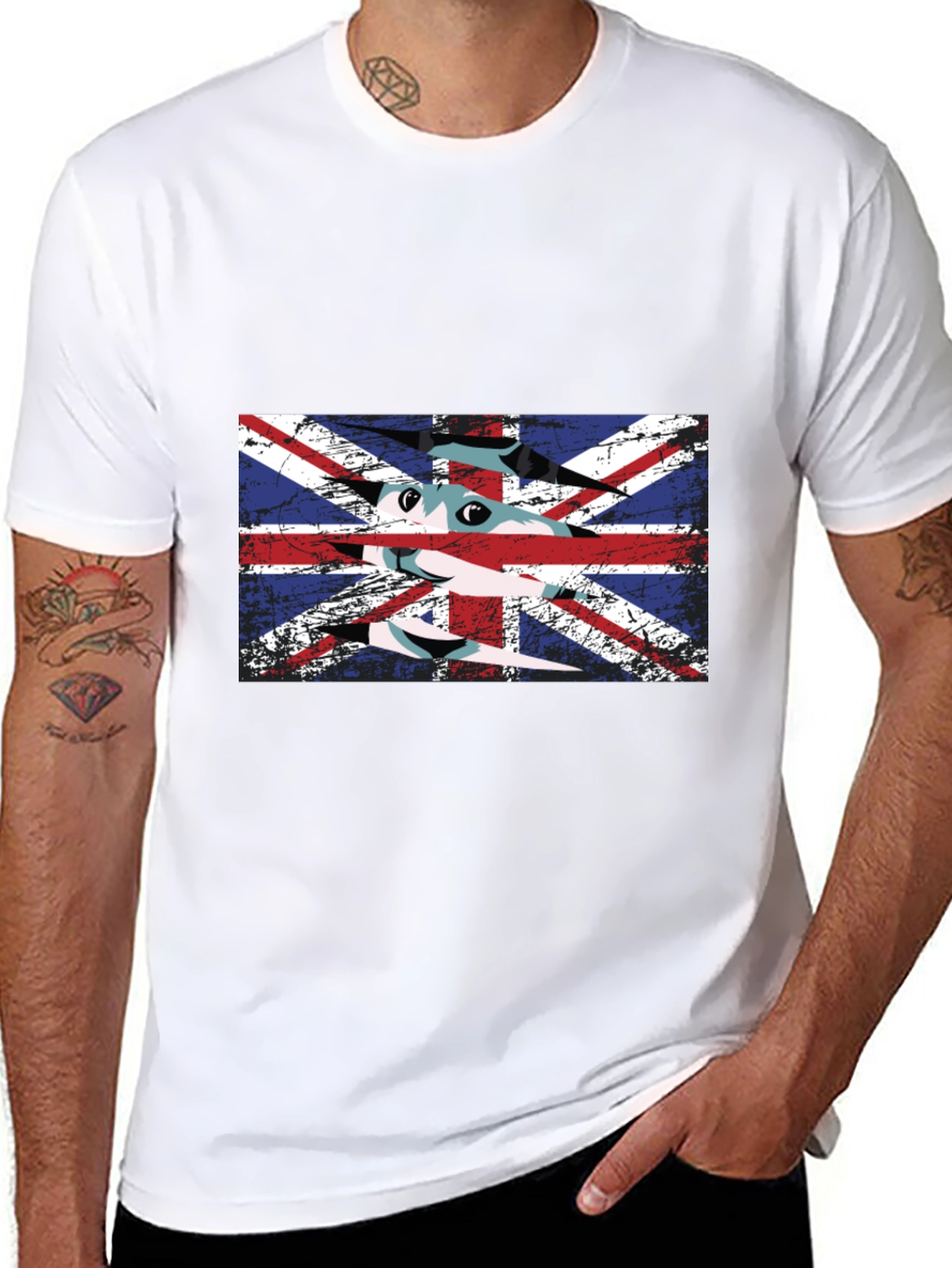 British Flag Cat Graphic T-Shirt