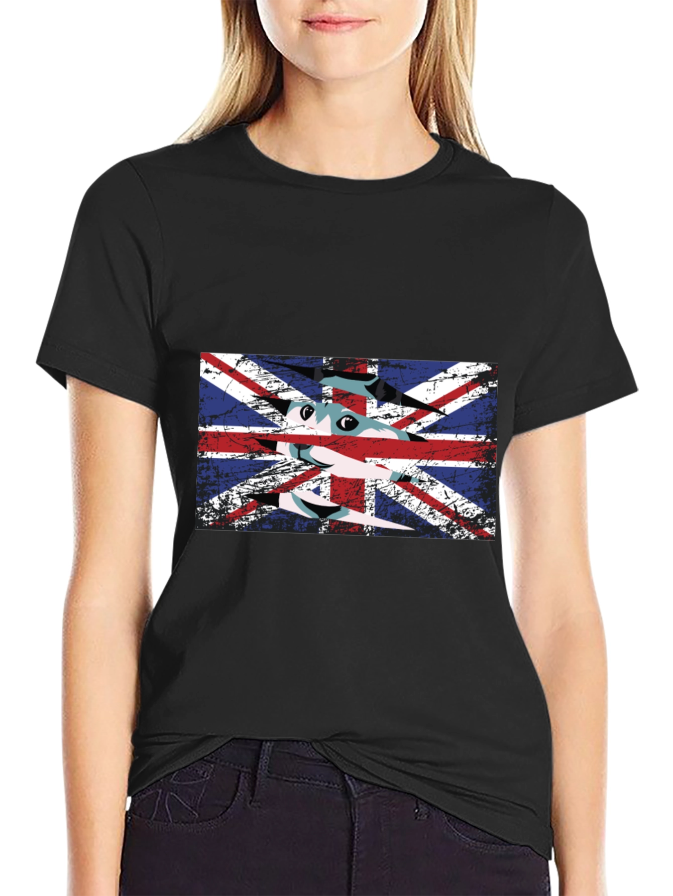 British Flag Cat Graphic T-Shirt