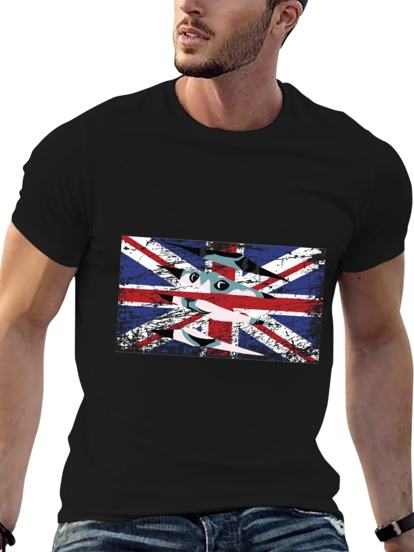 British Flag Cat Graphic T-Shirt