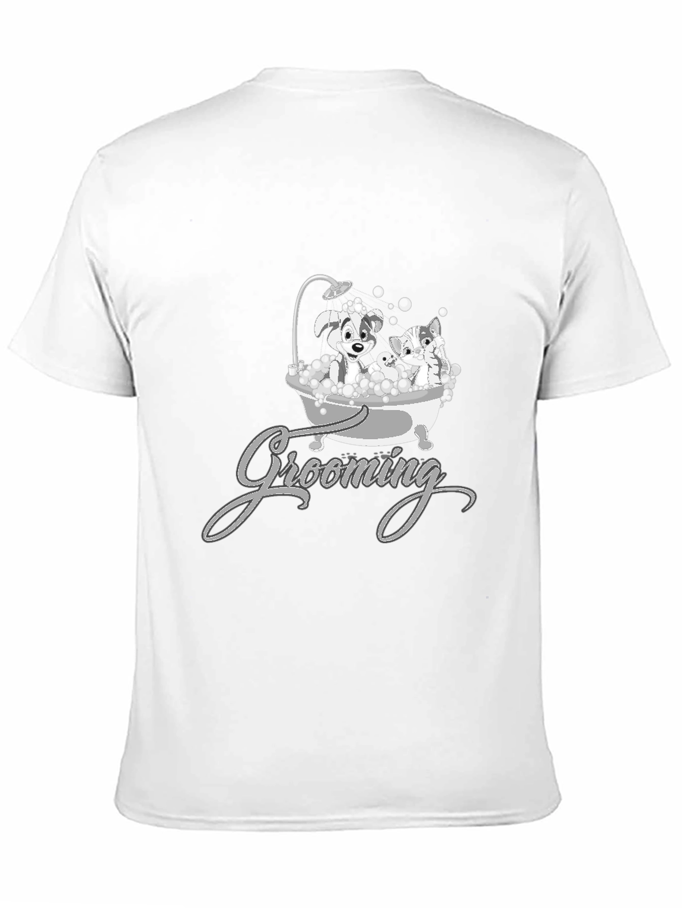 Cute Pet Grooming T-Shirt - Dog and Cat Cartoon