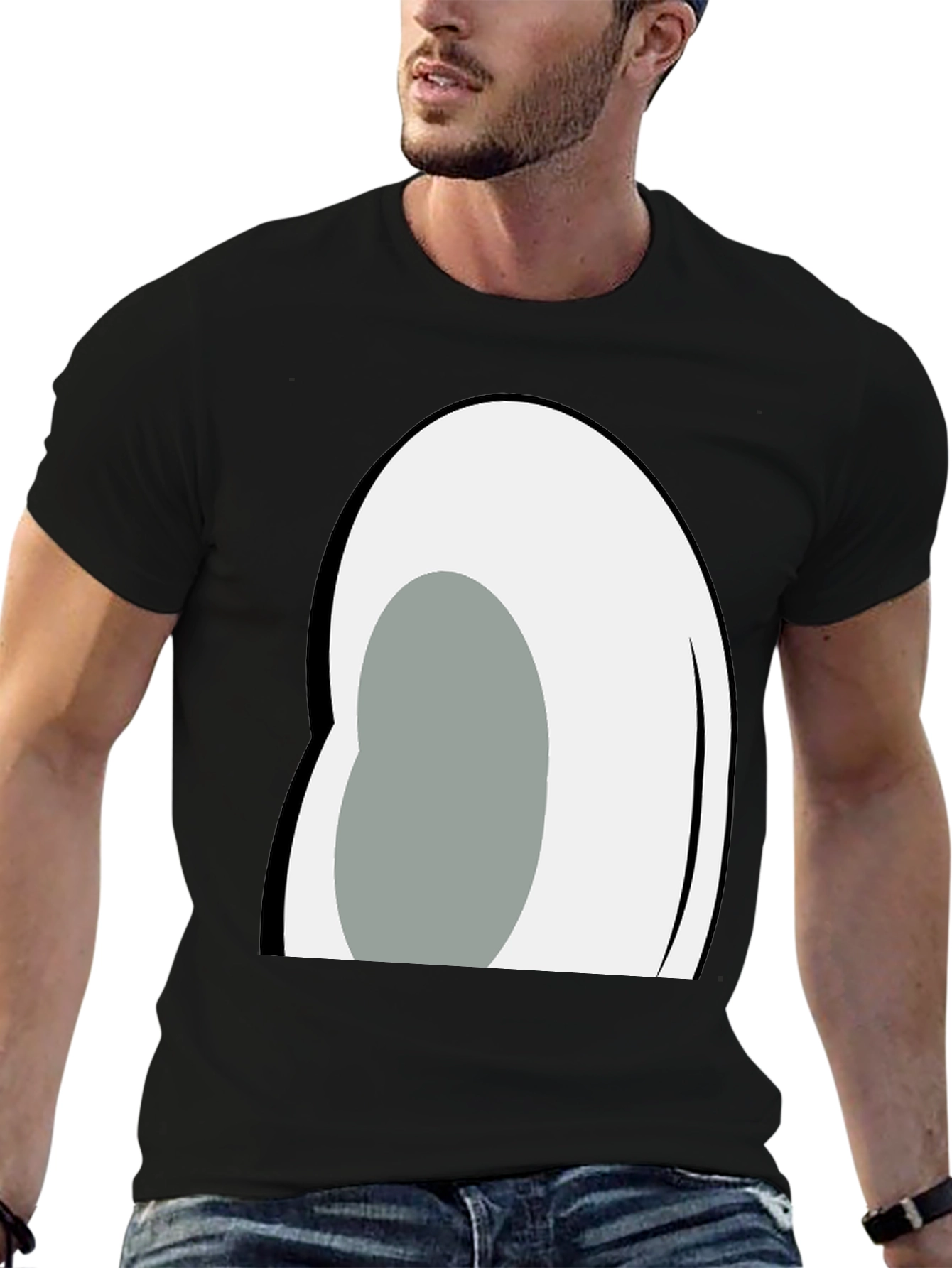Cartoon Eye Graphic Black T-Shirt