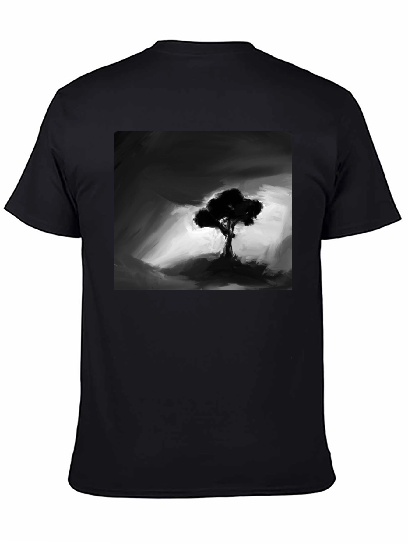 Monochrome Tree Graphic Tee - Stylish Mens Black T-Shirt