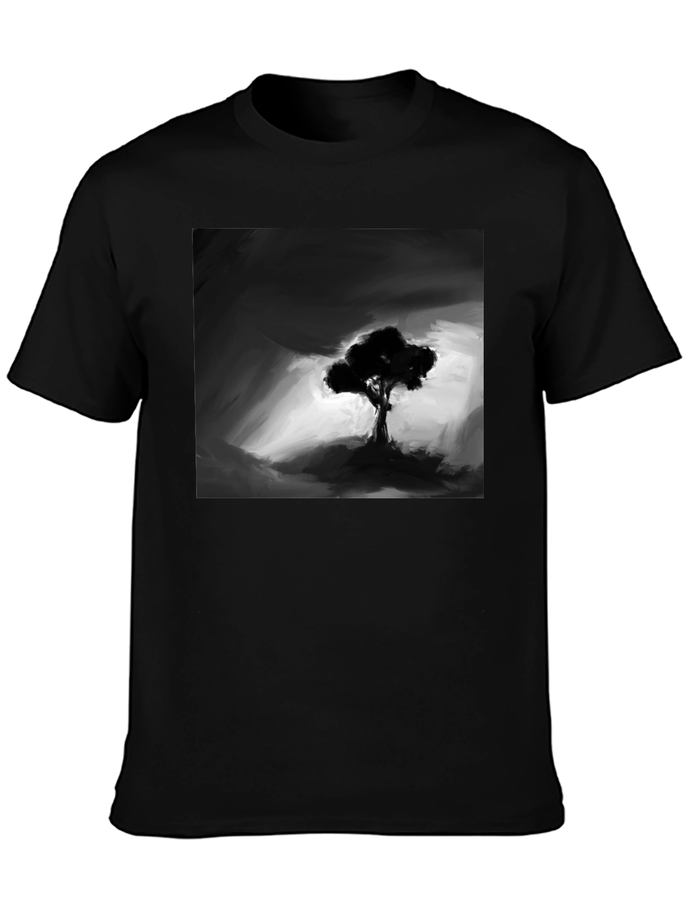 Monochrome Tree Graphic Tee - Stylish Mens Black T-Shirt