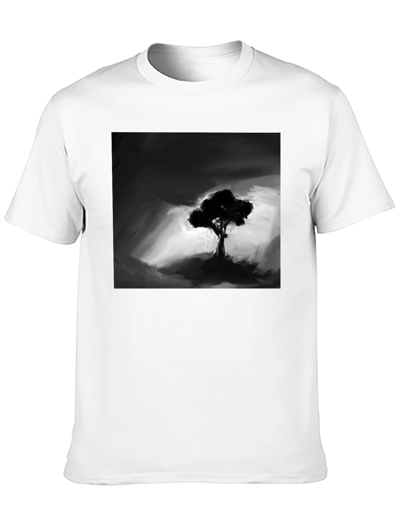 Monochrome Tree Graphic Tee - Stylish Mens Black T-Shirt