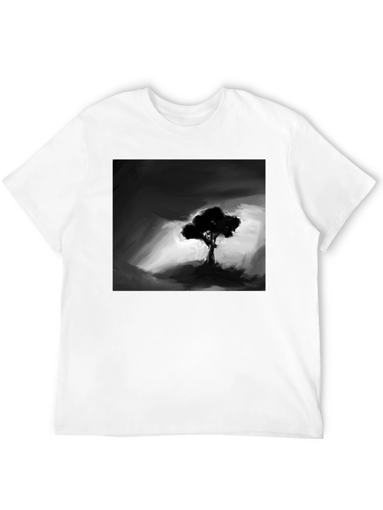Monochrome Tree Graphic Tee - Stylish Mens Black T-Shirt