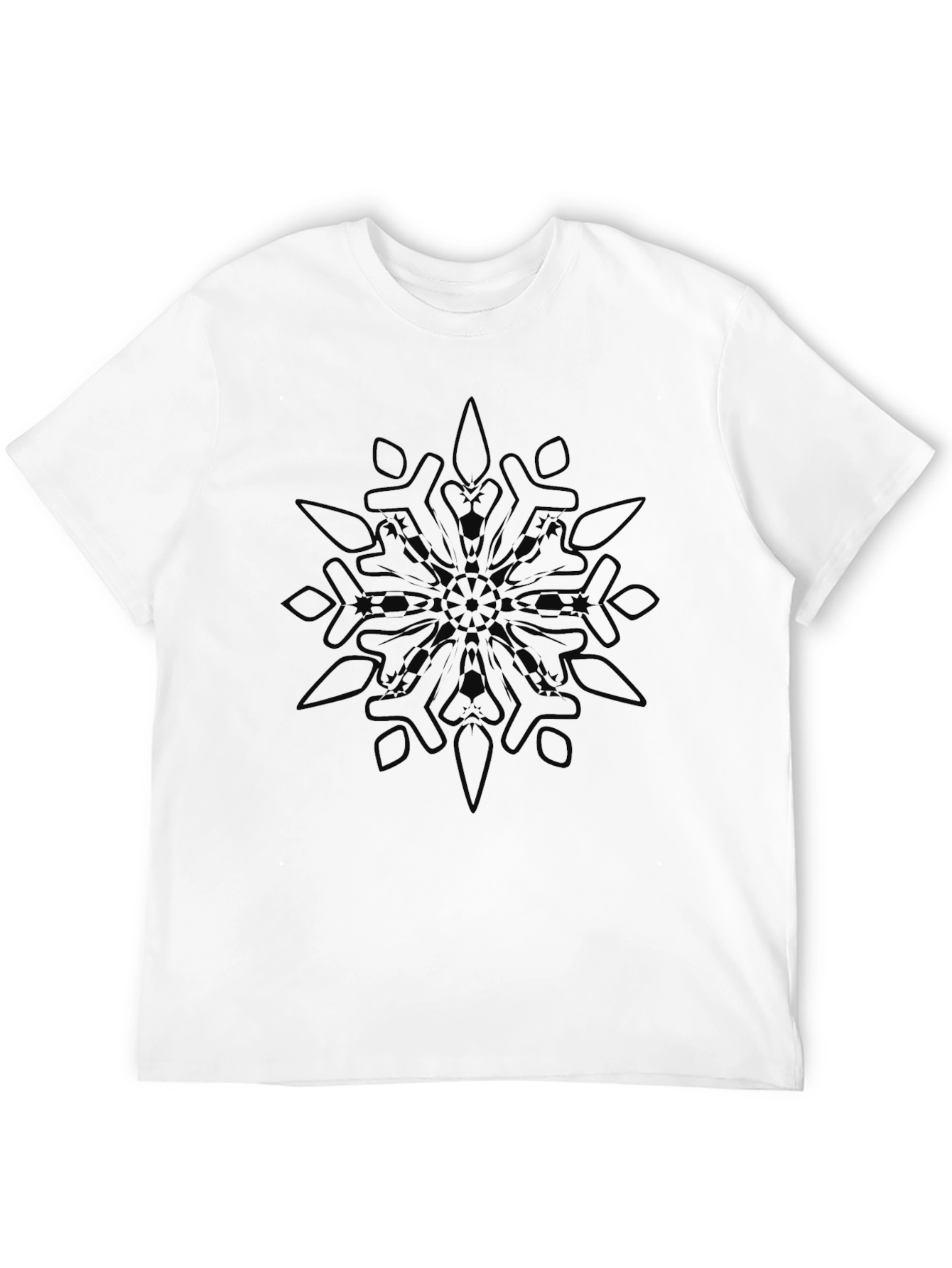 Abstract Snowflake Graphic Black T-Shirt