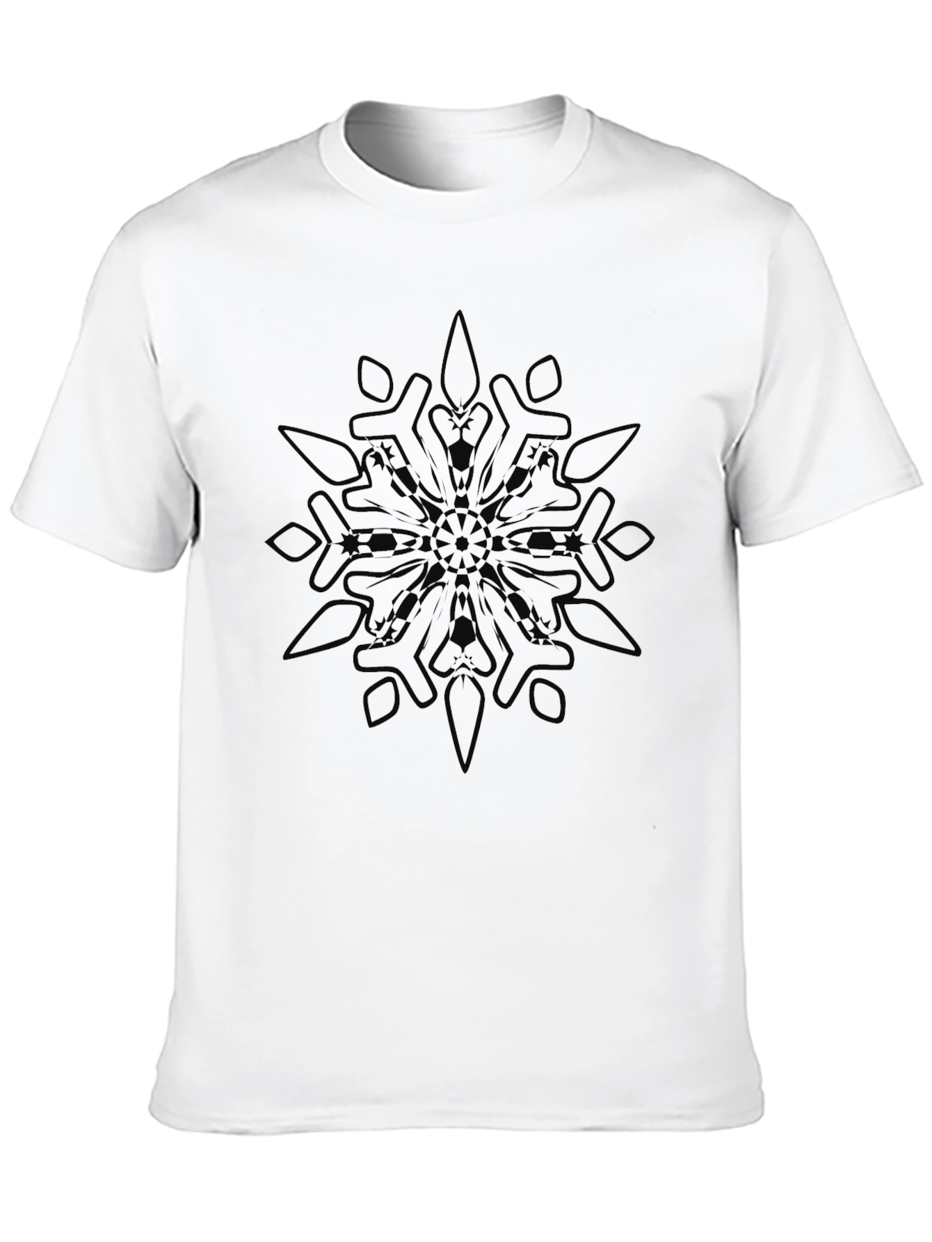 Abstract Snowflake Graphic Black T-Shirt