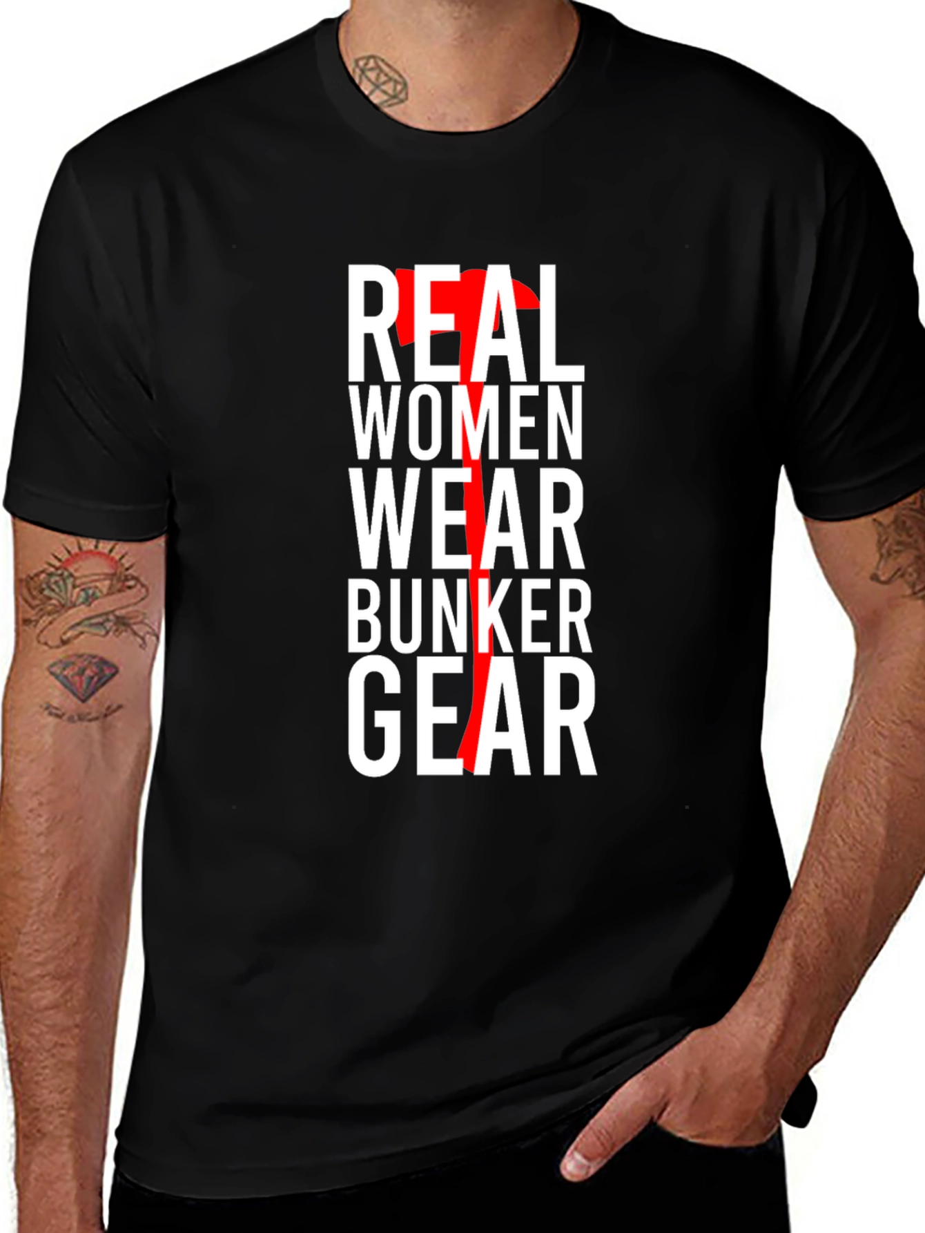 Real Women Wear Bunker Gear Black T-Shirt