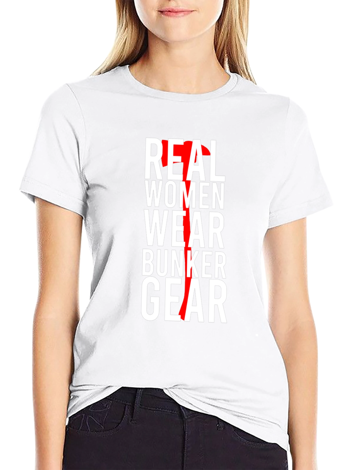 Real Women Wear Bunker Gear Black T-Shirt