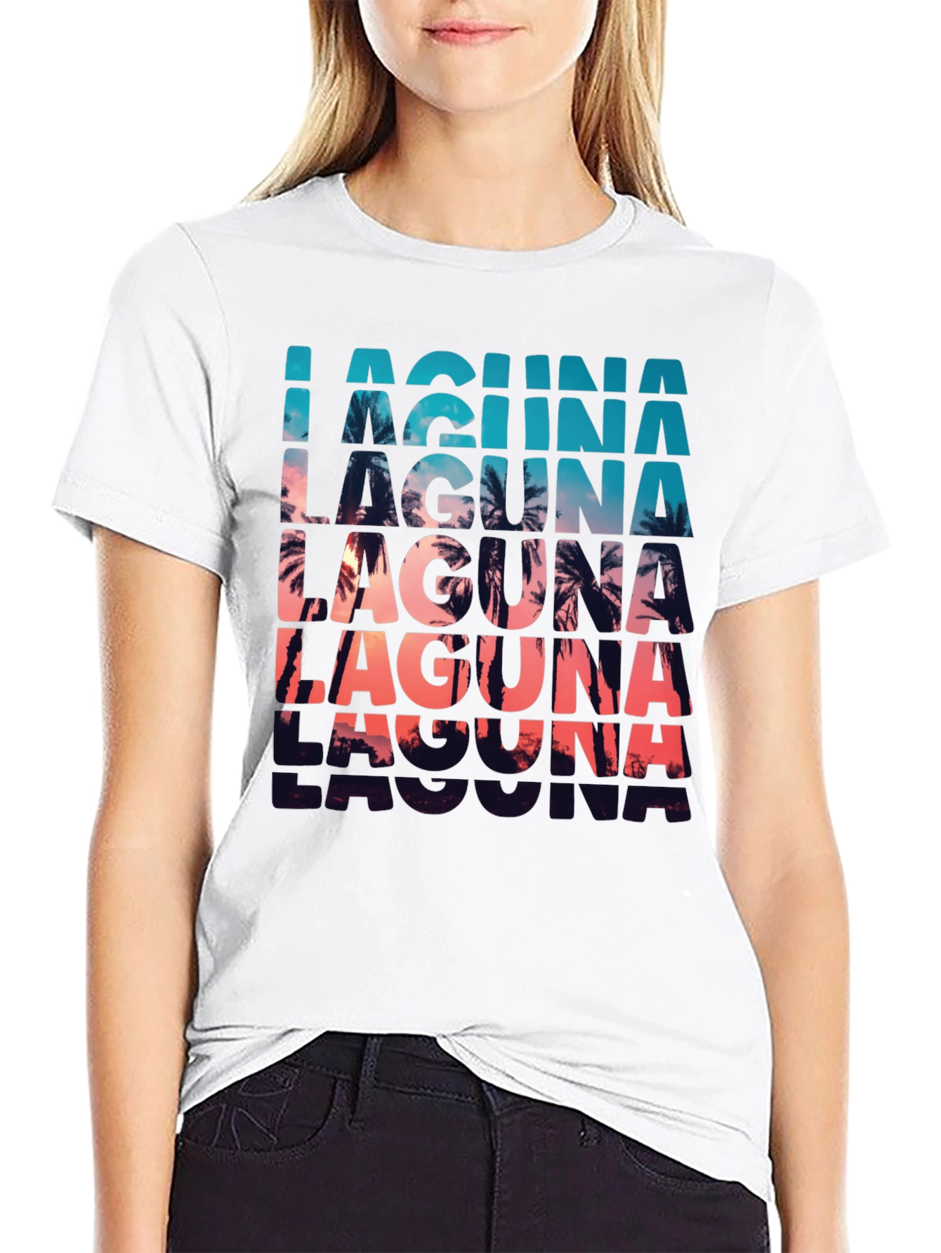 Laguna Palm Tree Sunset Graphic T-Shirt