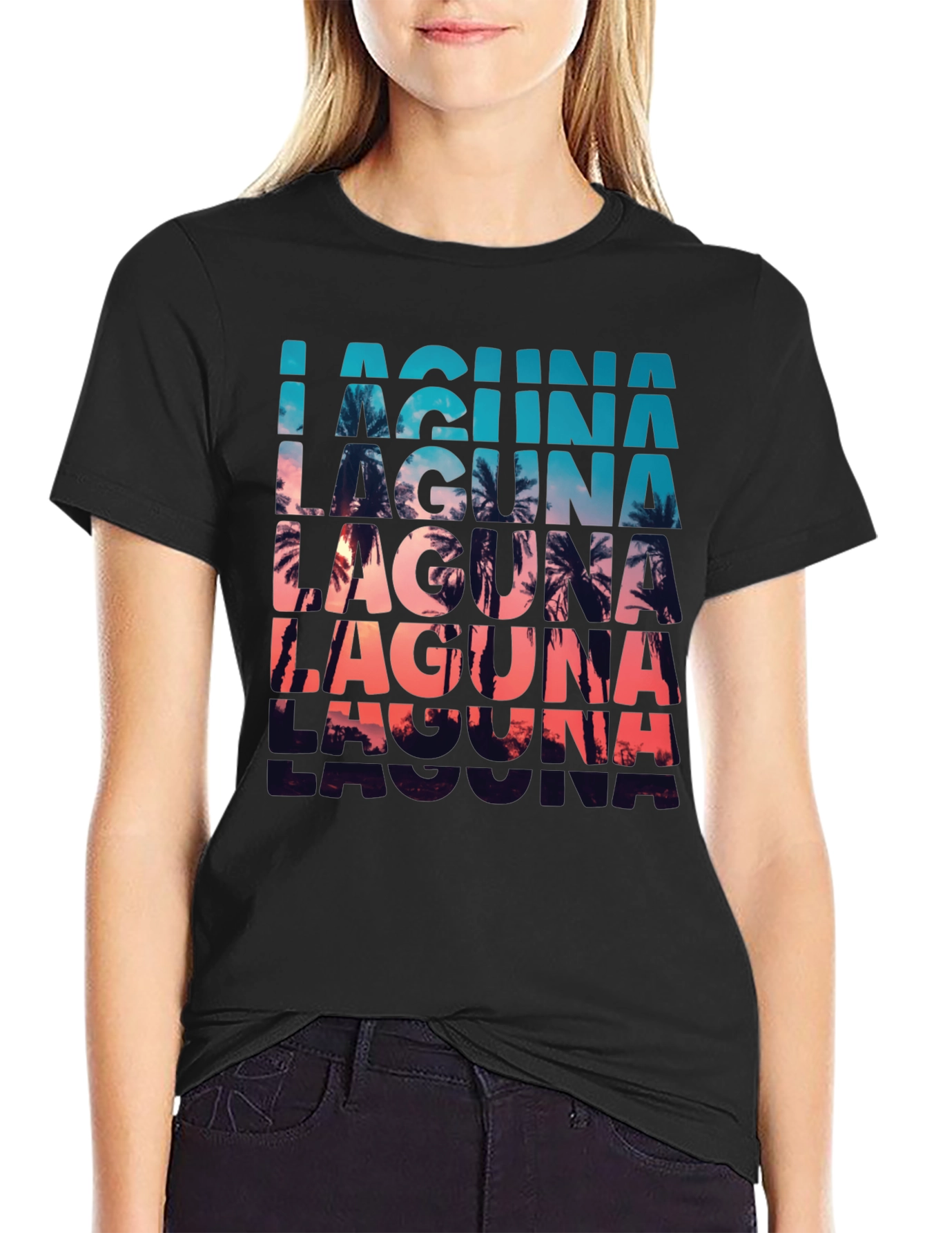 Laguna Palm Tree Sunset Graphic T-Shirt