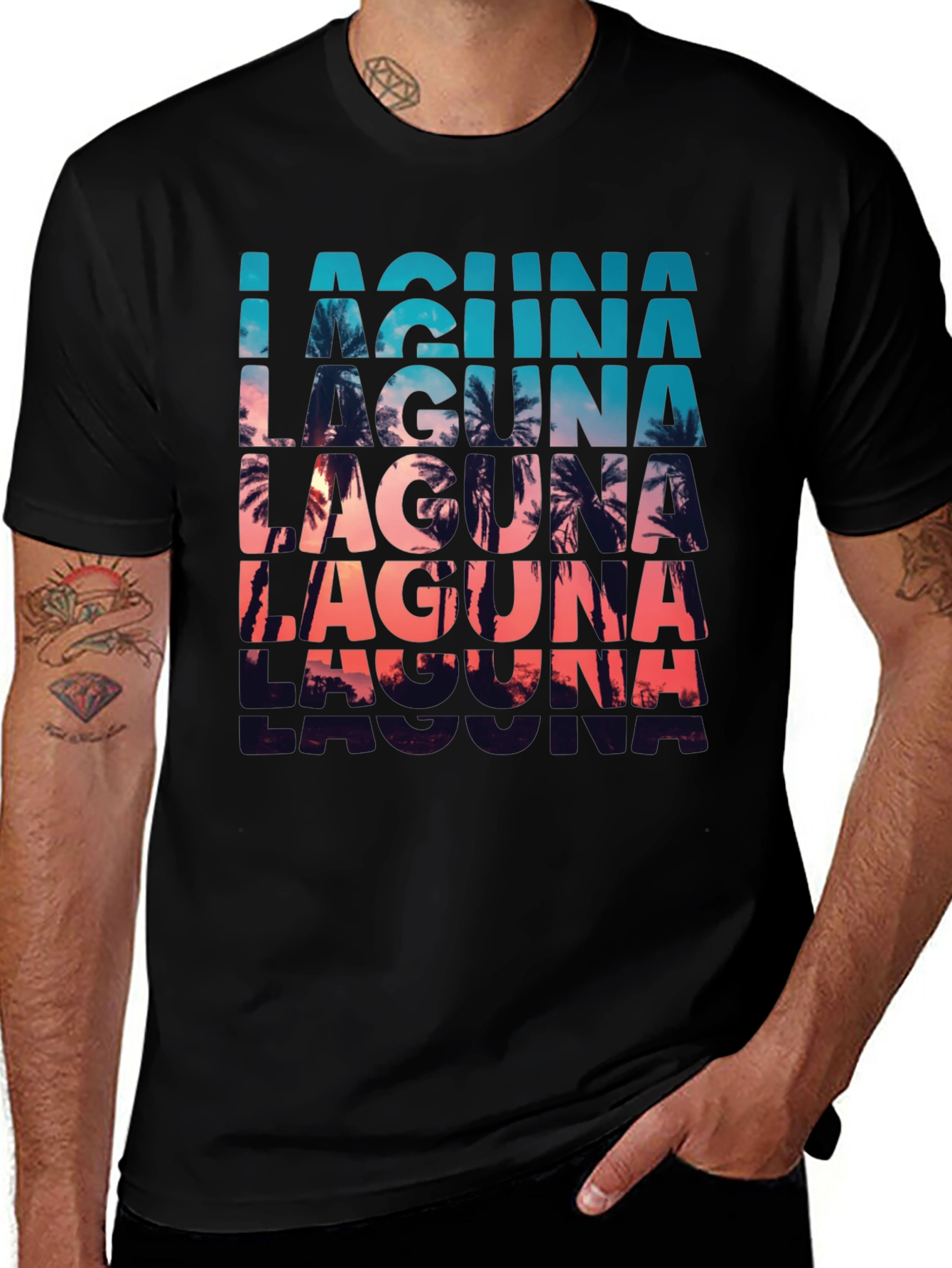 Laguna Palm Tree Sunset Graphic T-Shirt