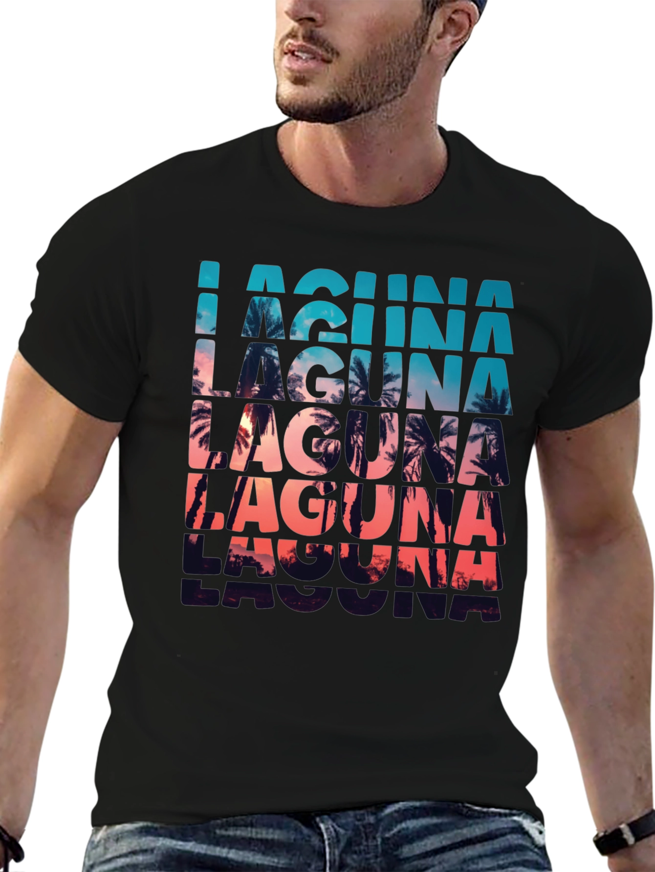 Laguna Palm Tree Sunset Graphic T-Shirt