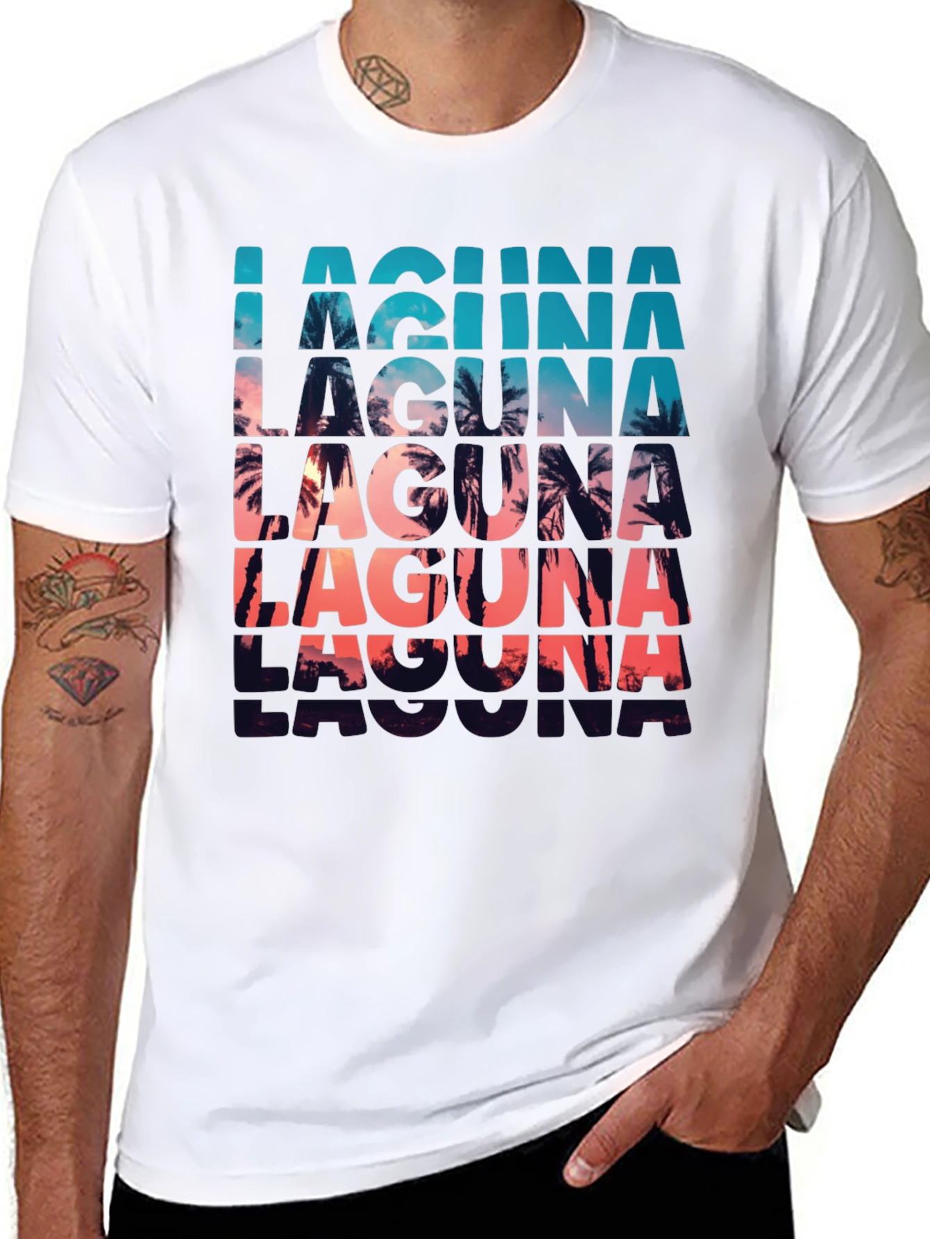 Laguna Palm Tree Sunset Graphic T-Shirt