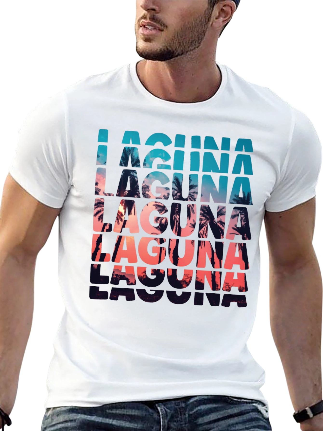 Laguna Palm Tree Sunset Graphic T-Shirt