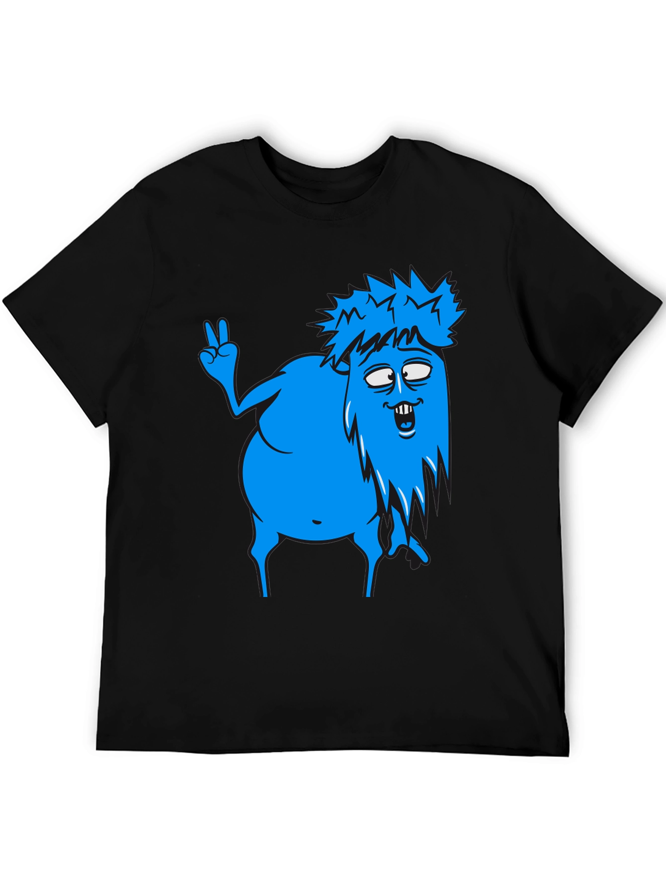 Funny Blue Cartoon Monster Graphic T-Shirt