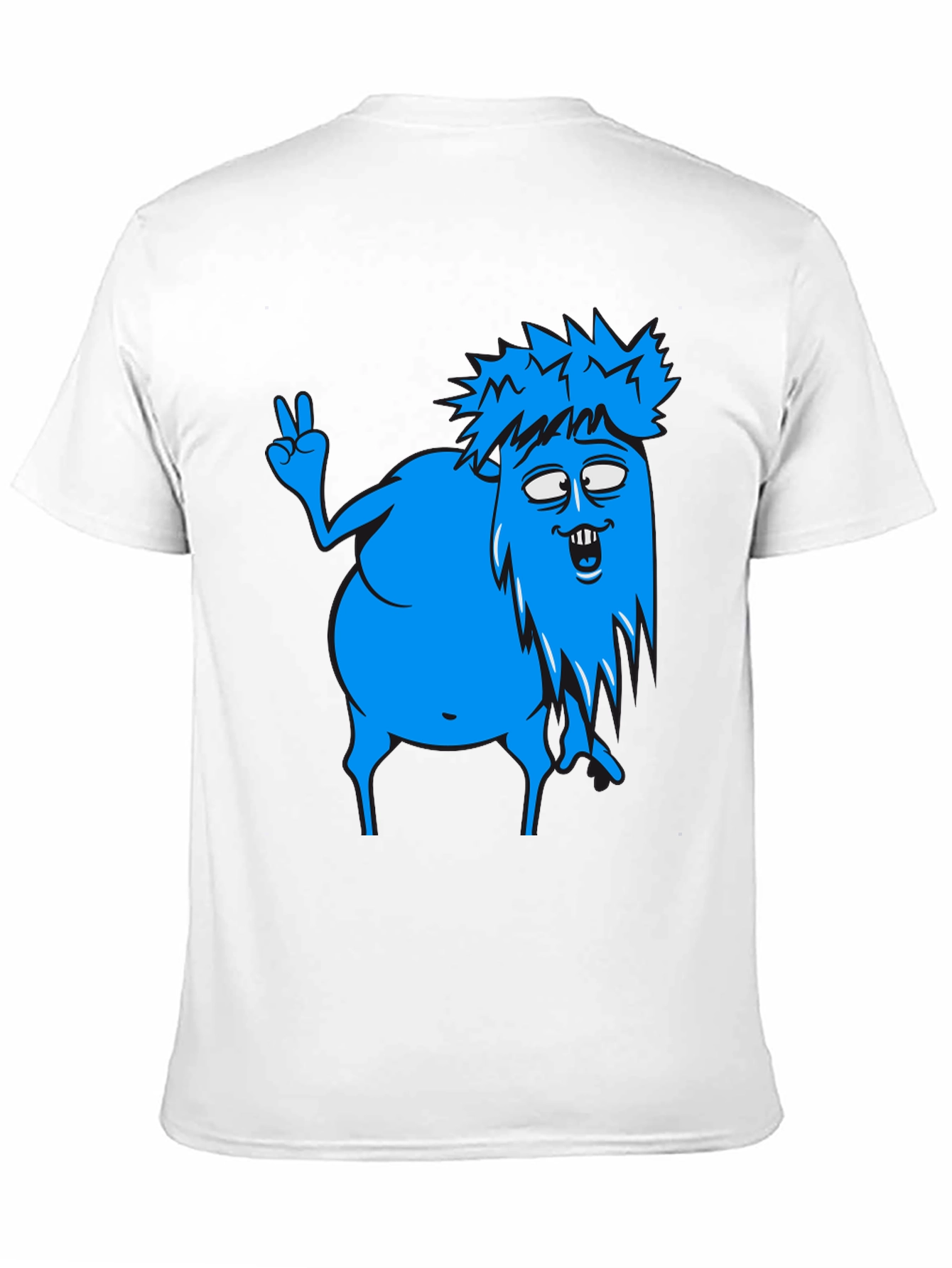 Funny Blue Cartoon Monster Graphic T-Shirt