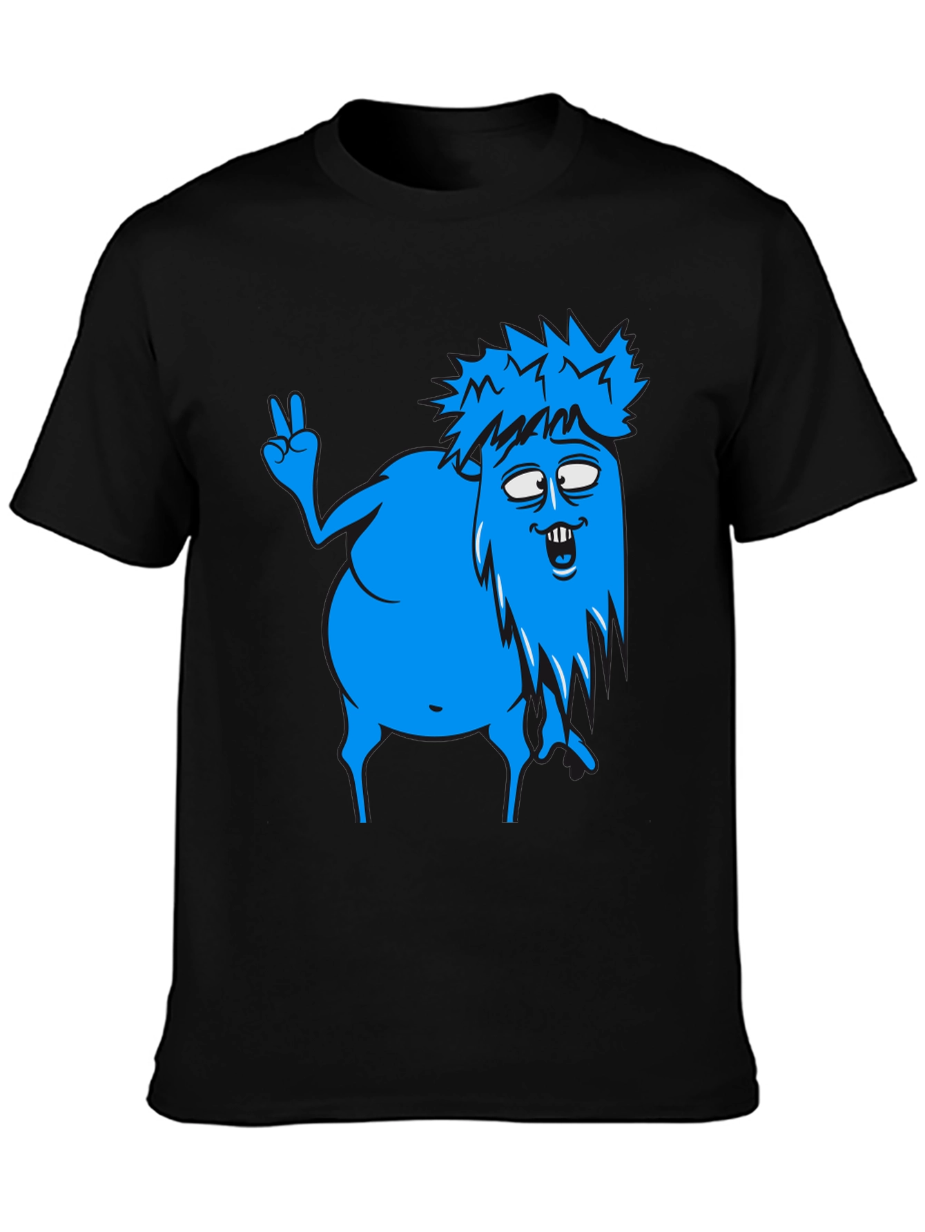 Funny Blue Cartoon Monster Graphic T-Shirt