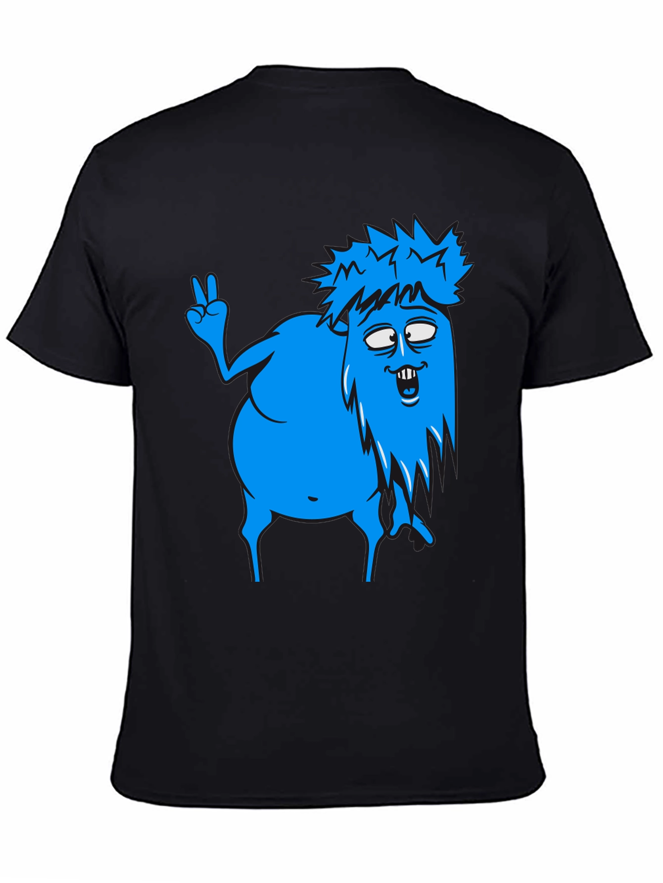 Funny Blue Cartoon Monster Graphic T-Shirt
