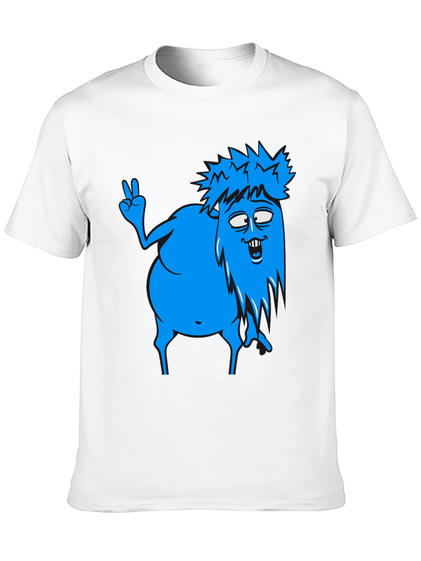Funny Blue Cartoon Monster Graphic T-Shirt