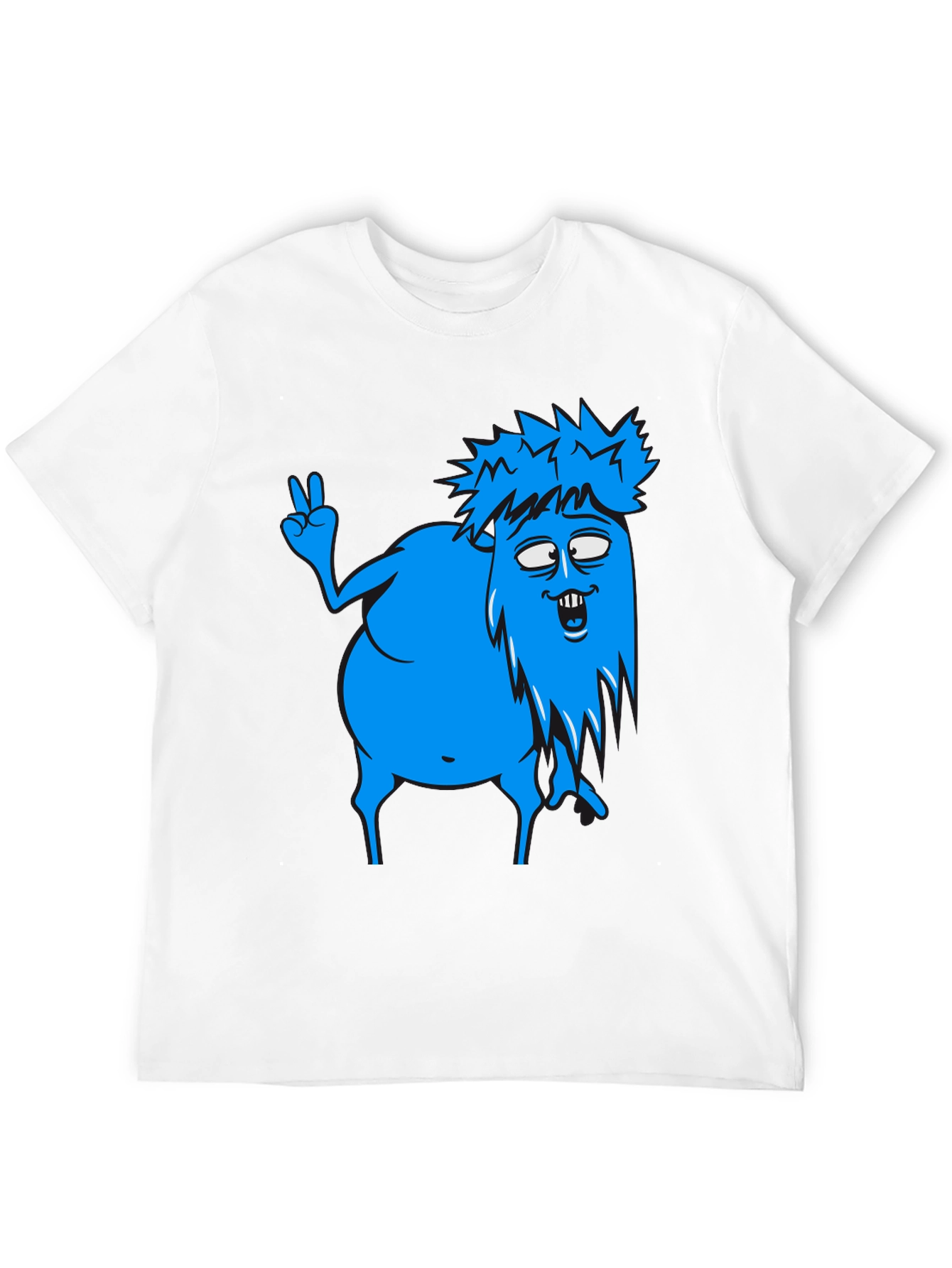 Funny Blue Cartoon Monster Graphic T-Shirt