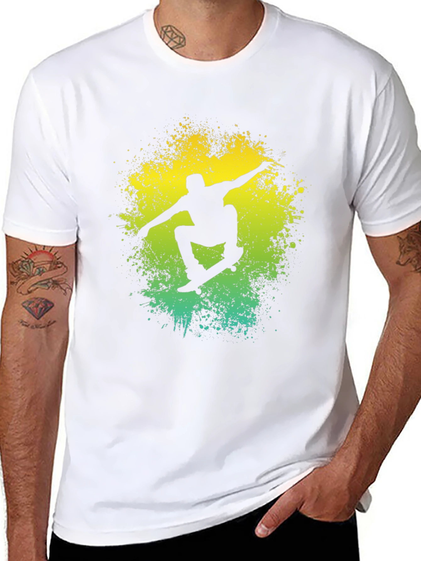 Skateboarding Silhouette Graphic T-Shirt - Cool Black Tee