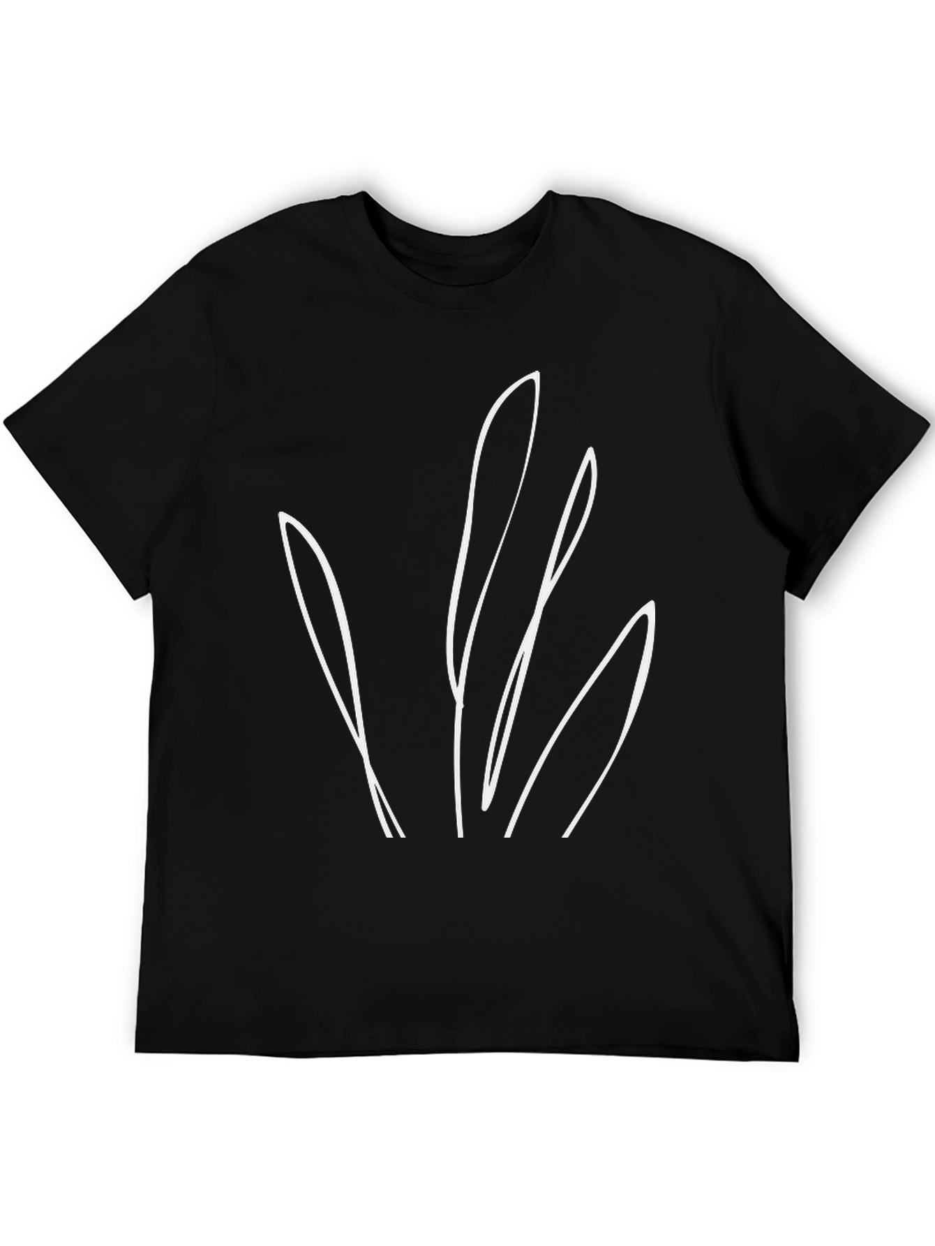 Minimalist Leaf Design Black T-Shirt