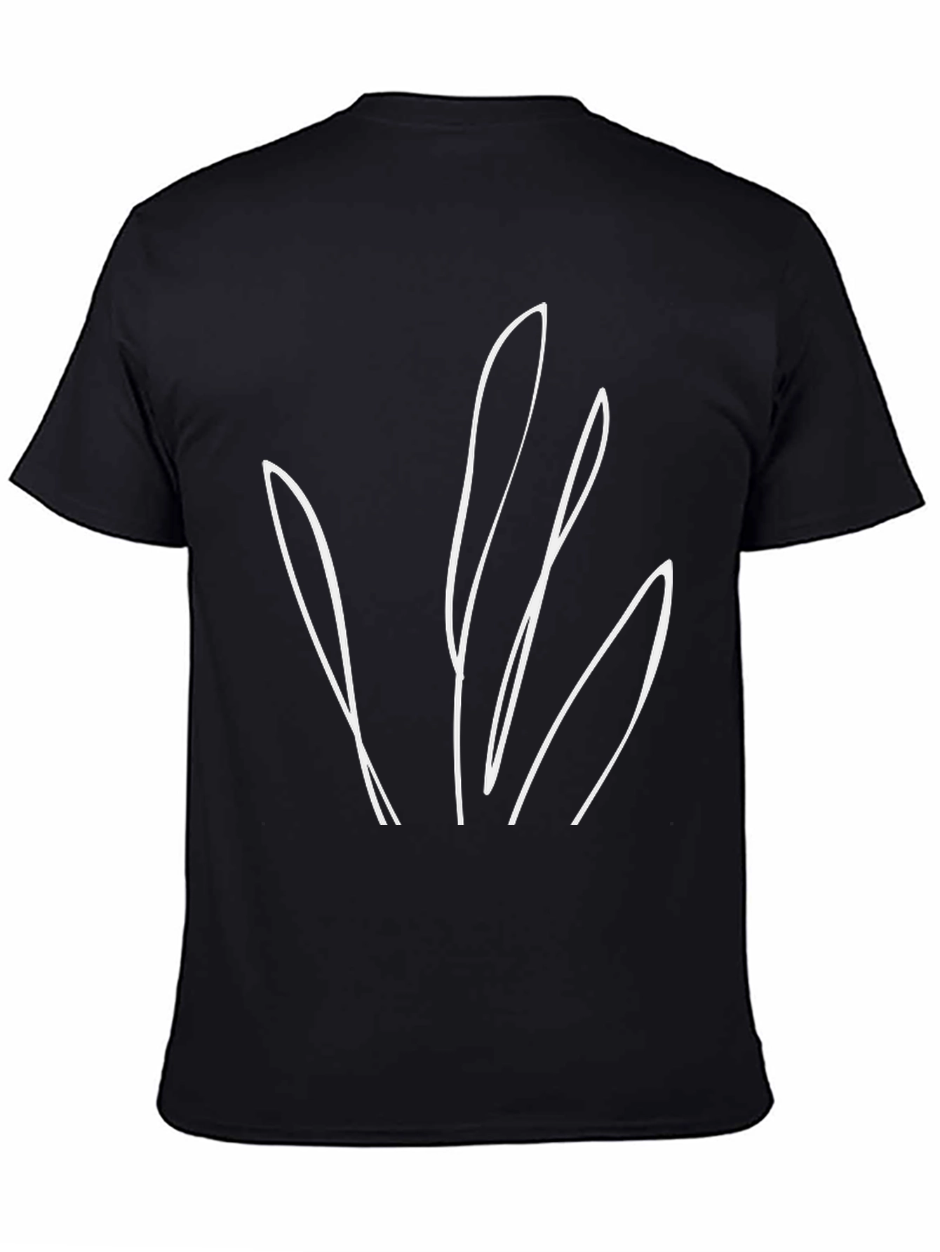 Minimalist Leaf Design Black T-Shirt