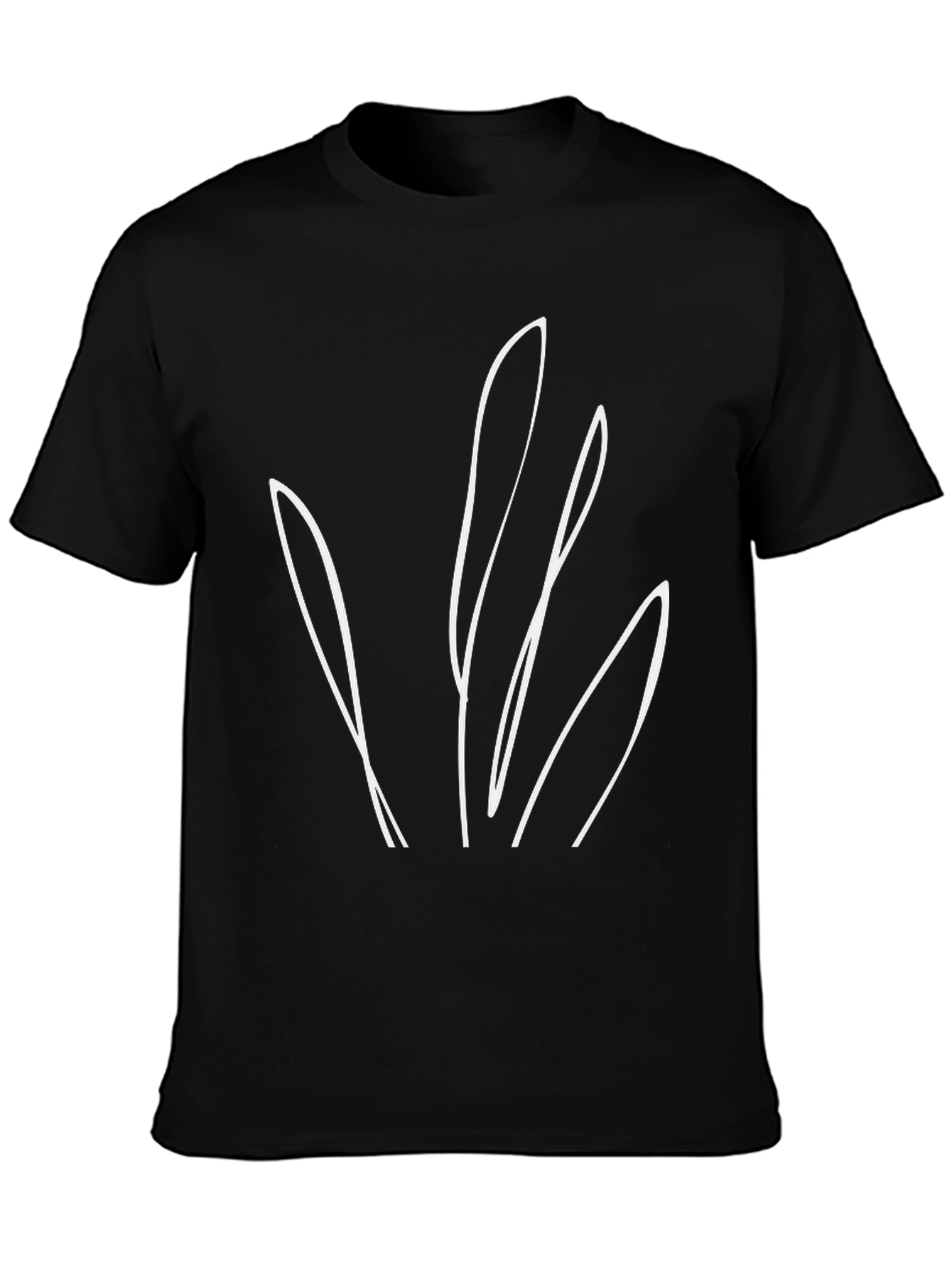 Minimalist Leaf Design Black T-Shirt