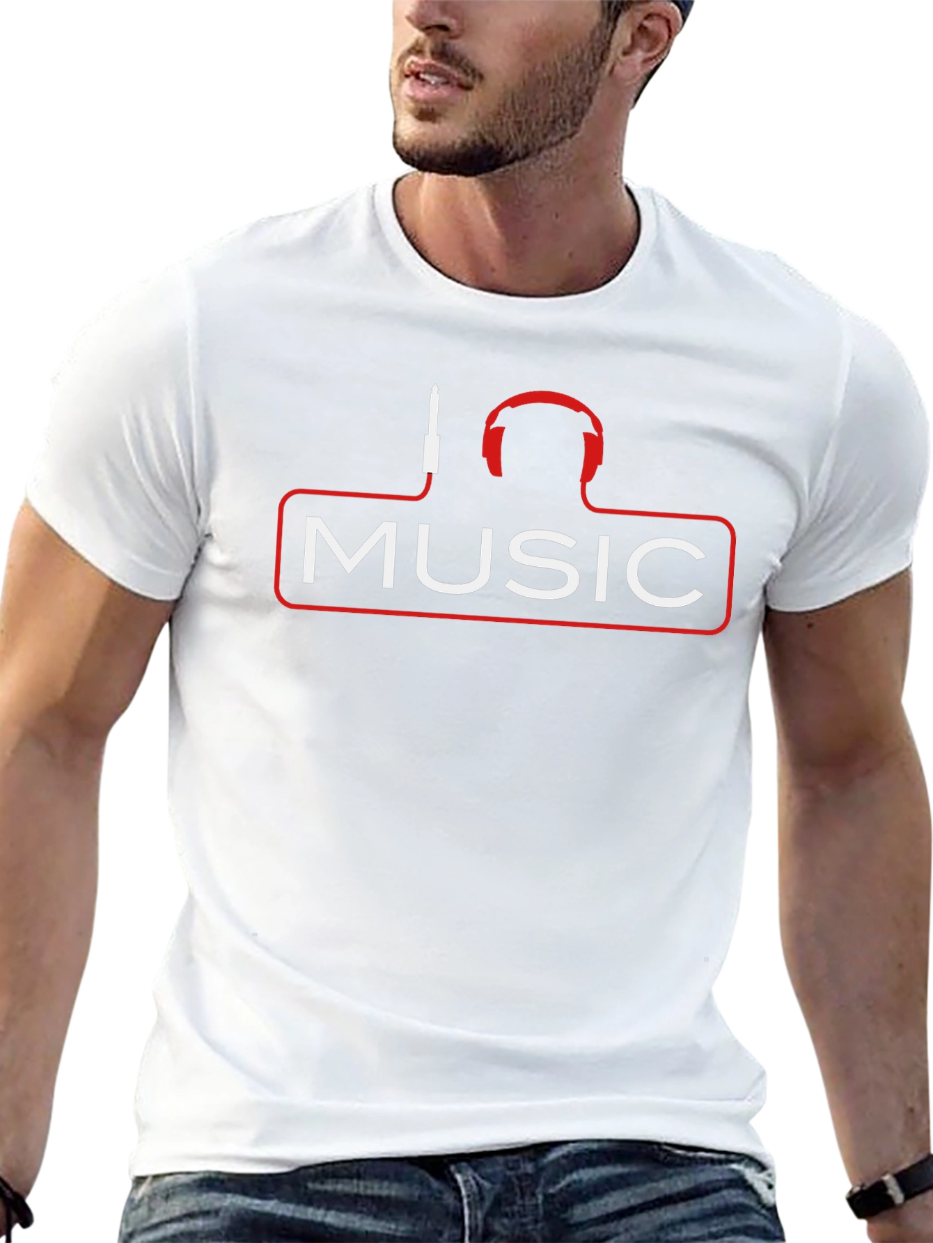 Music Headphones Graphic T-Shirt - Black