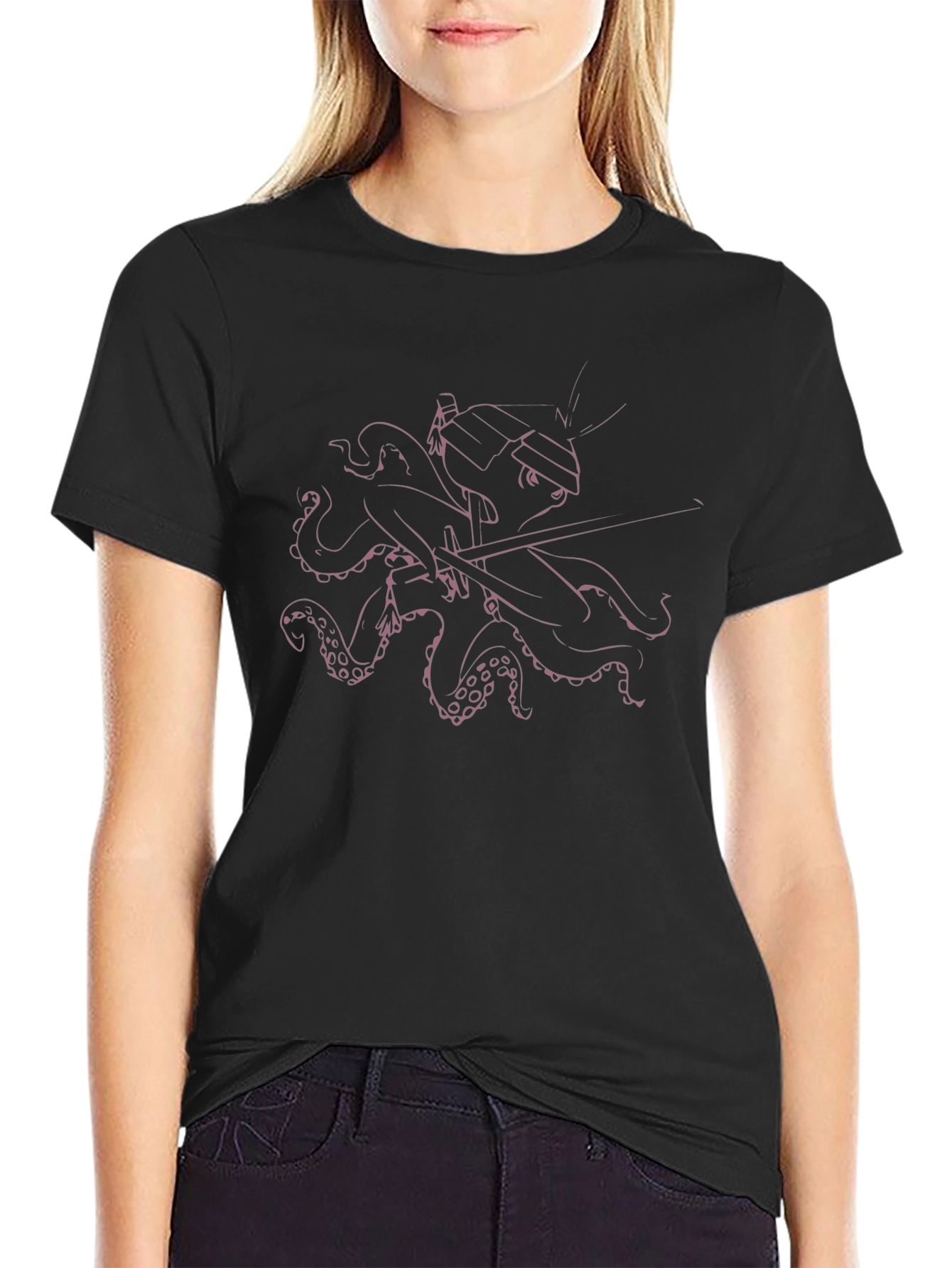 Samurai Octopus Black T-Shirt