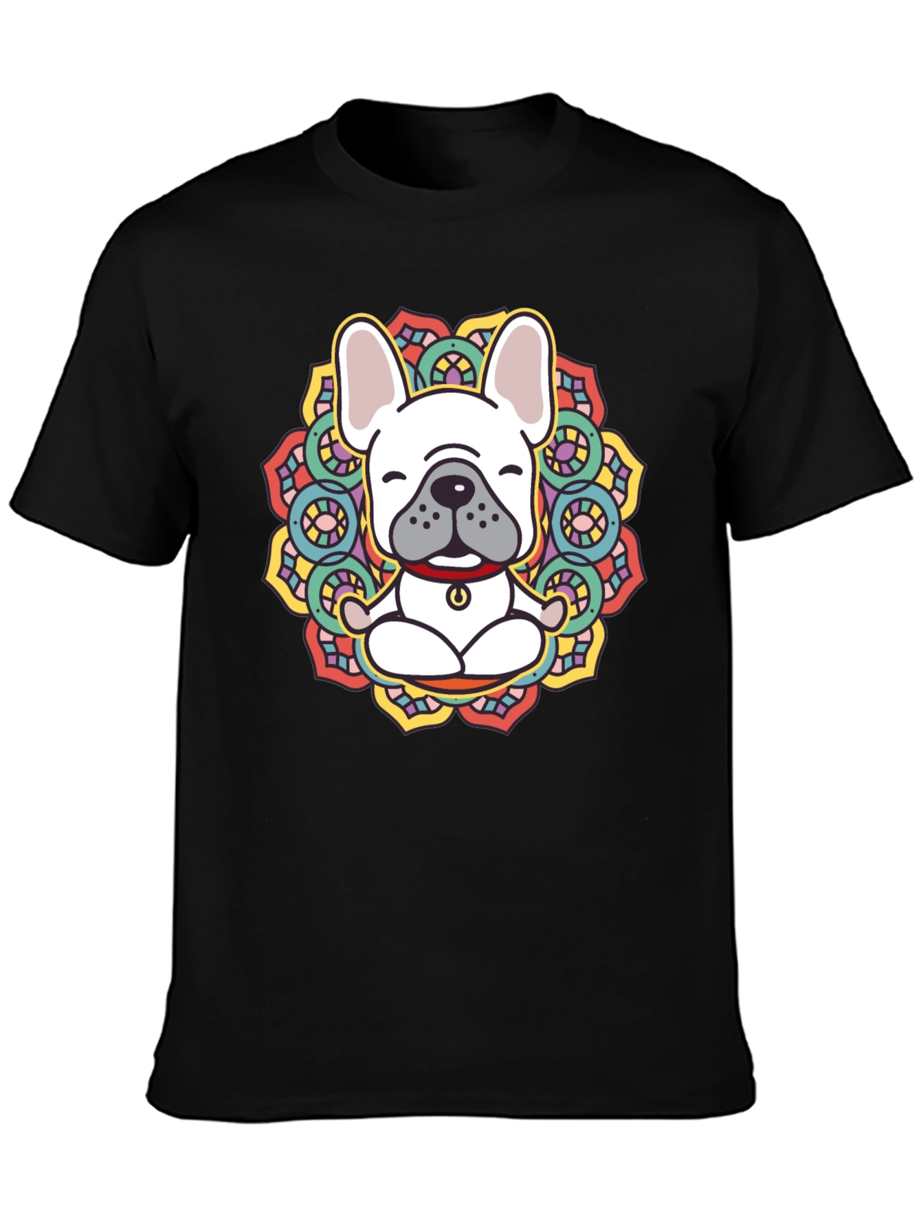 Zen Dog Tee: Meditating Bulldog Mandala Graphic T-Shirt