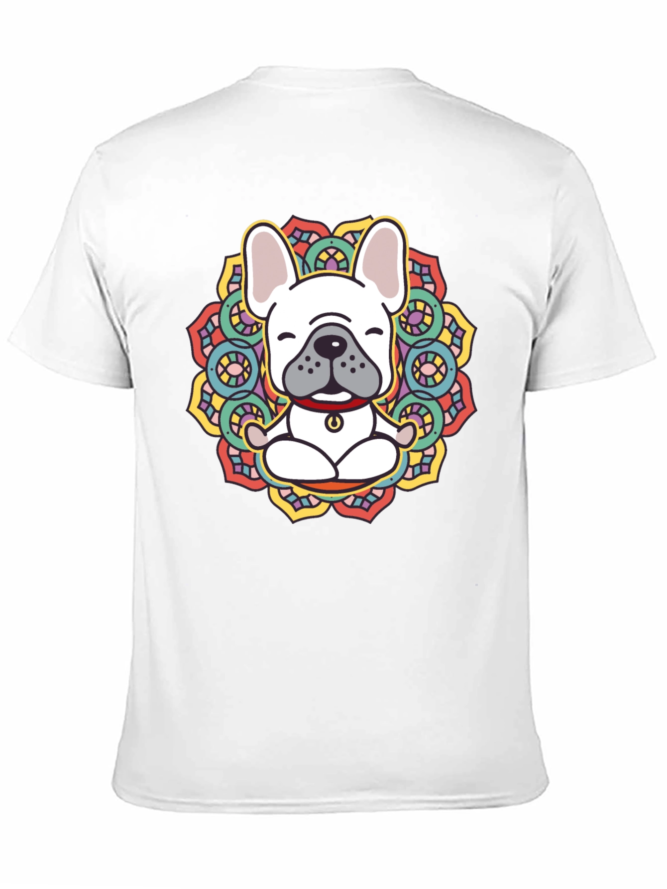 Zen Dog Tee: Meditating Bulldog Mandala Graphic T-Shirt