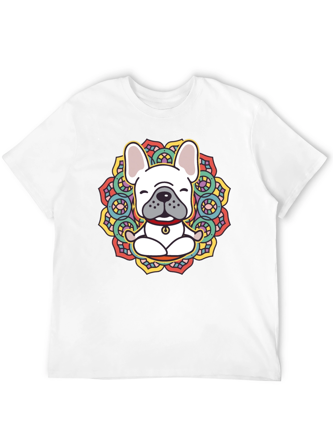 Zen Dog Tee: Meditating Bulldog Mandala Graphic T-Shirt