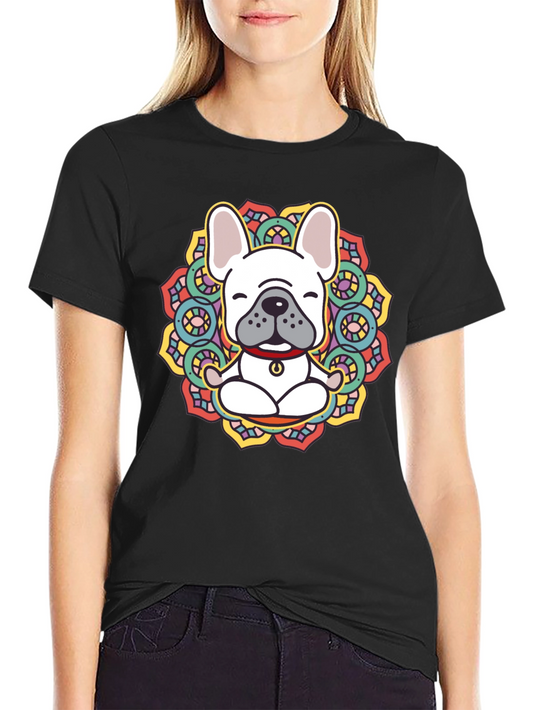 Zen Dog Tee: Meditating Bulldog Mandala Graphic T-Shirt