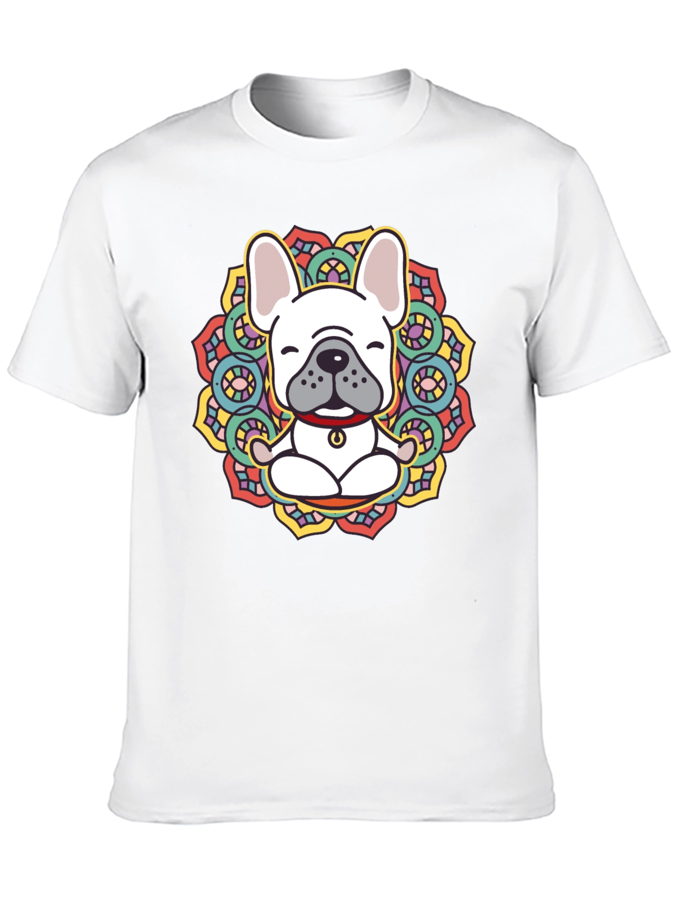 Zen Dog Tee: Meditating Bulldog Mandala Graphic T-Shirt