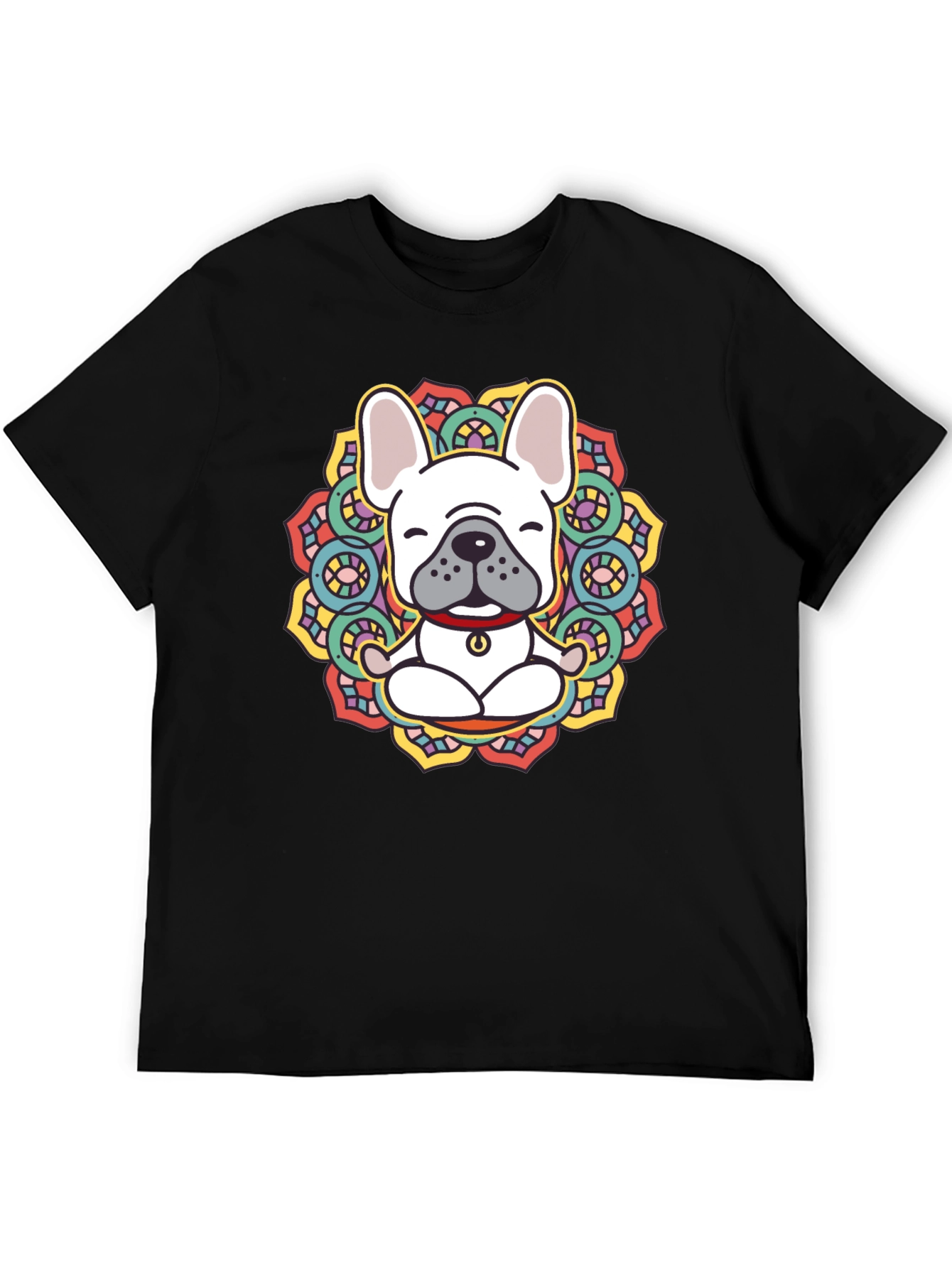 Zen Dog Tee: Meditating Bulldog Mandala Graphic T-Shirt