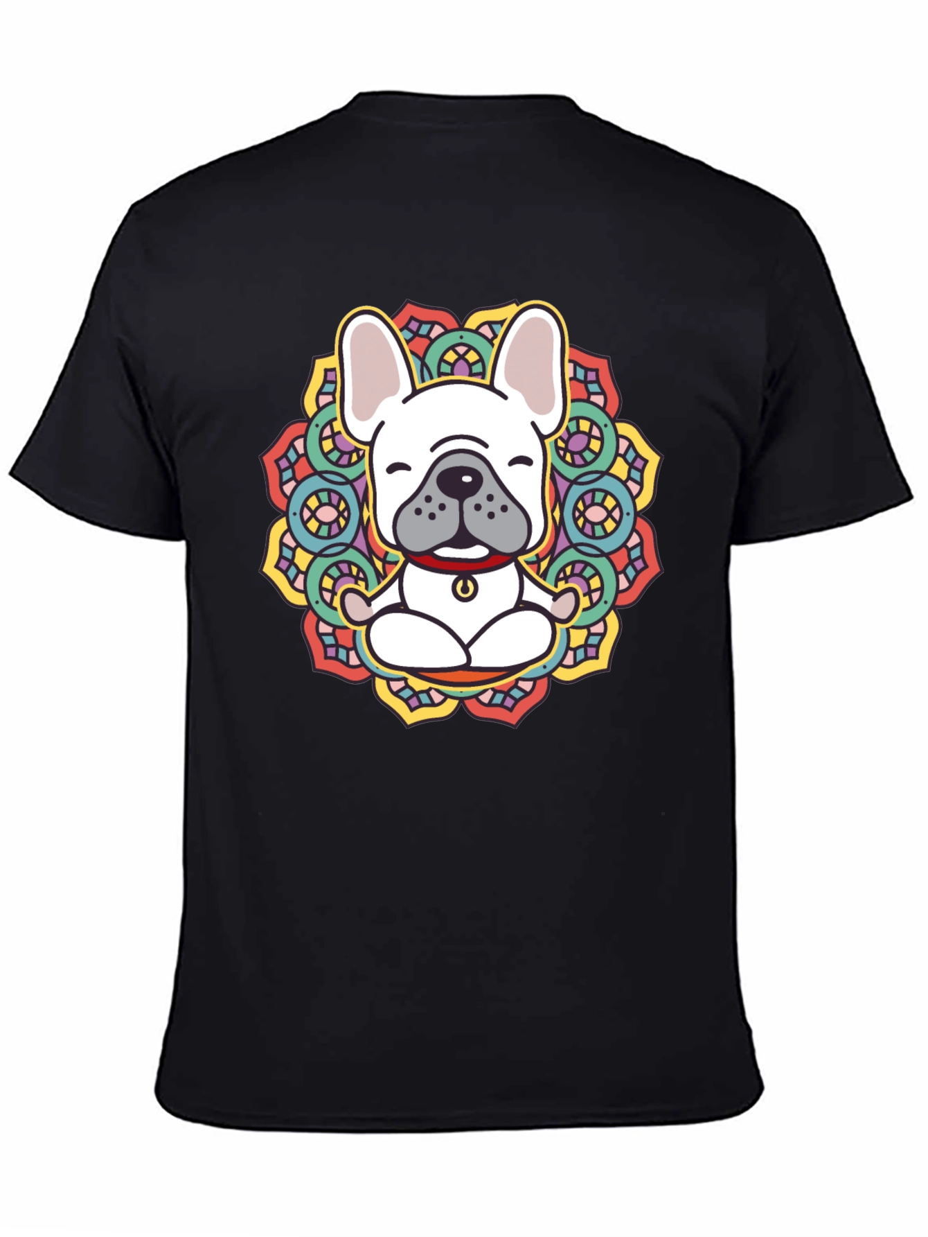 Zen Dog Tee: Meditating Bulldog Mandala Graphic T-Shirt