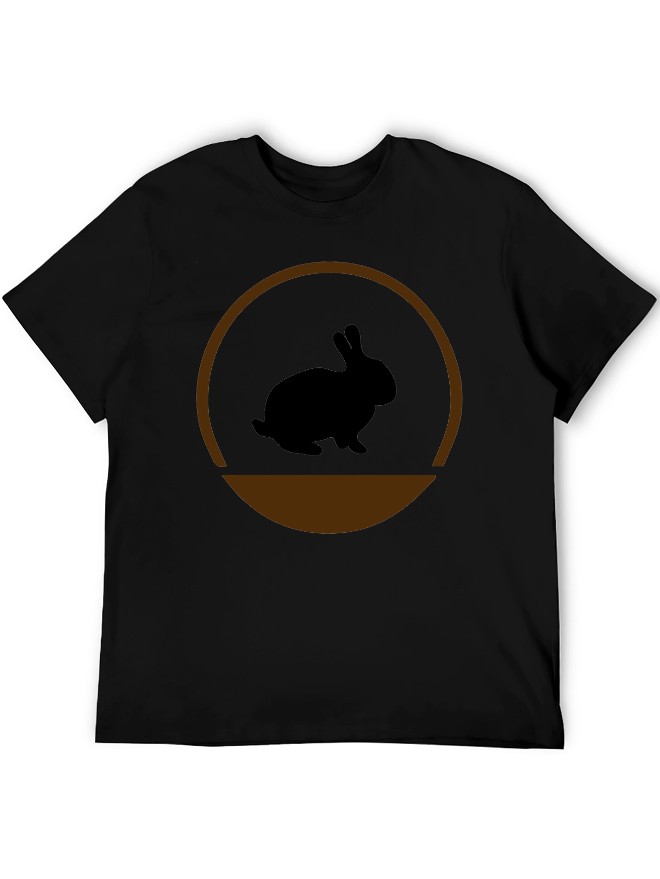 Rabbit Silhouette Graphic Tee - Black Cotton Blend