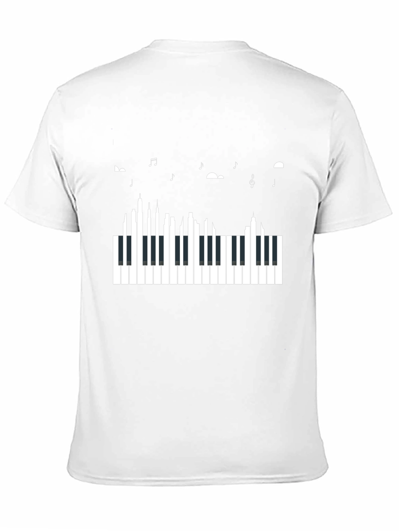 Piano Keys & Music Notes Black Graphic Tee
