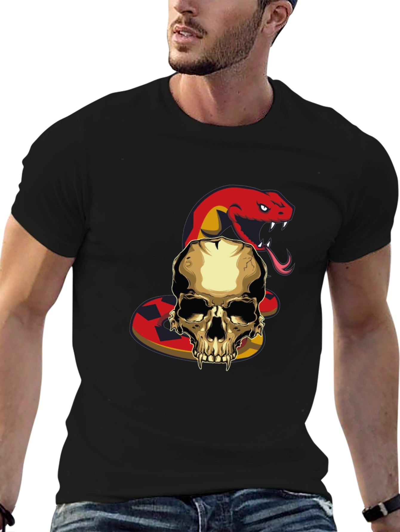 Skull and Snake Graphic T-Shirt